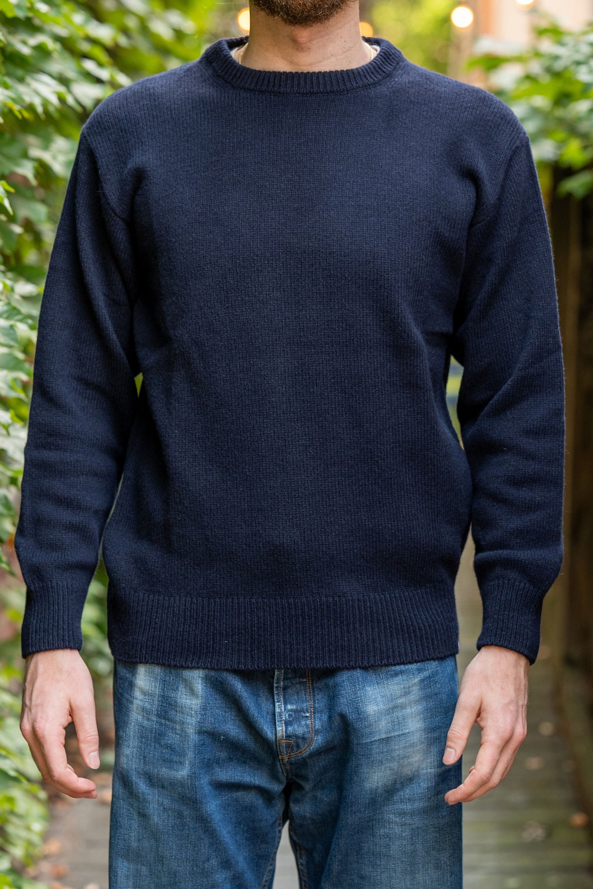 Merz b. Schwanen LOCC01 Crew Pullover Merino Cashmere Blend - Dark Navy