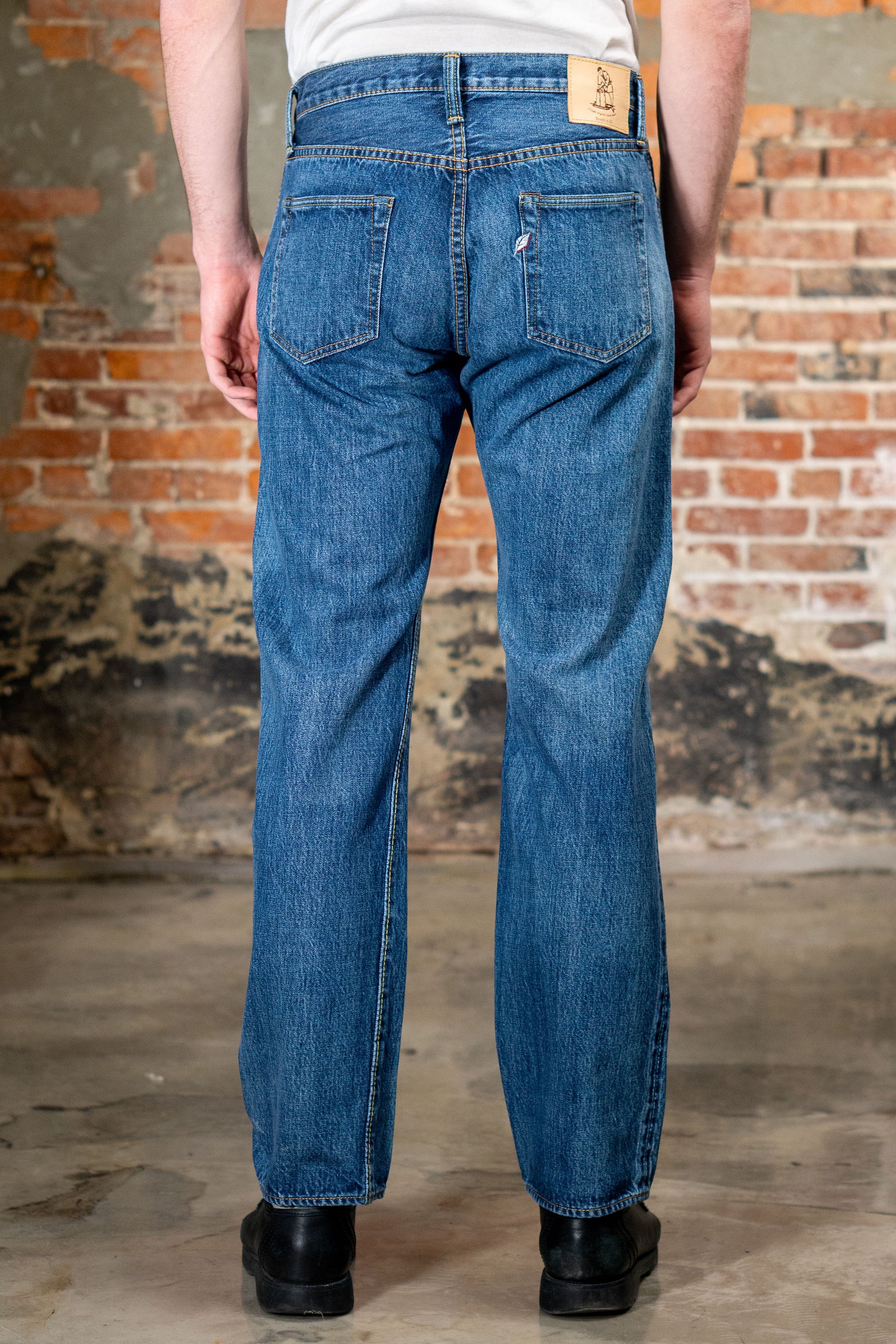 Pure Blue Japan USED-003-ID Regular Straight - 14oz Natural Used Wash Indigo x White