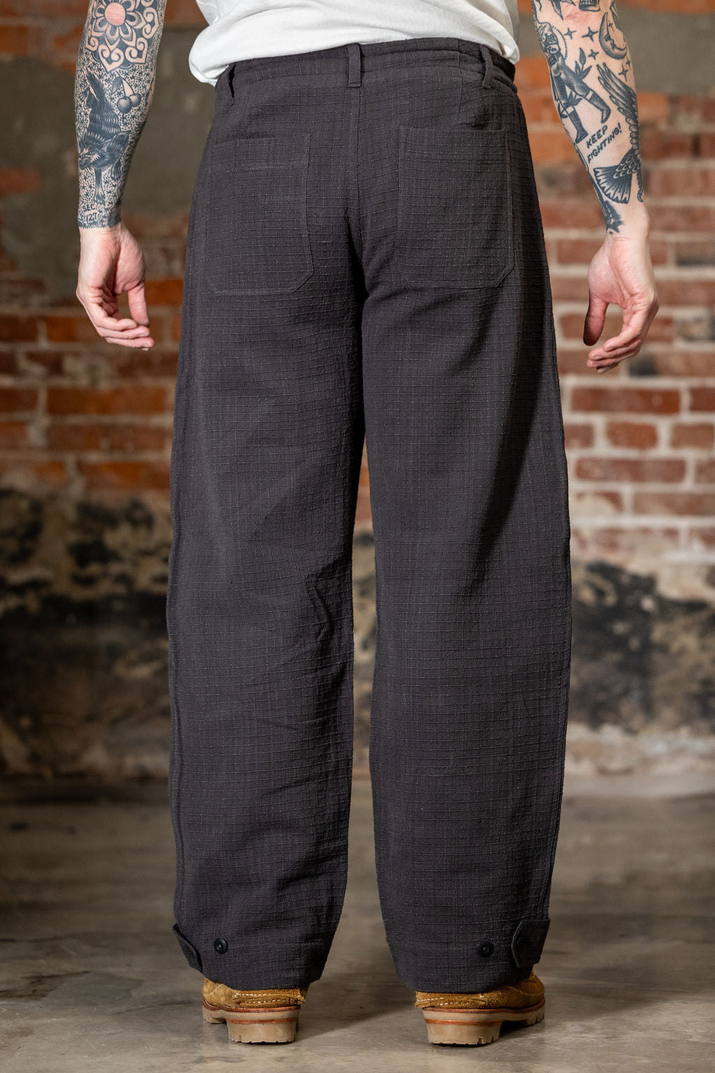 Indi + Ash Raka Pant - Handwoven Ripstop Smoke