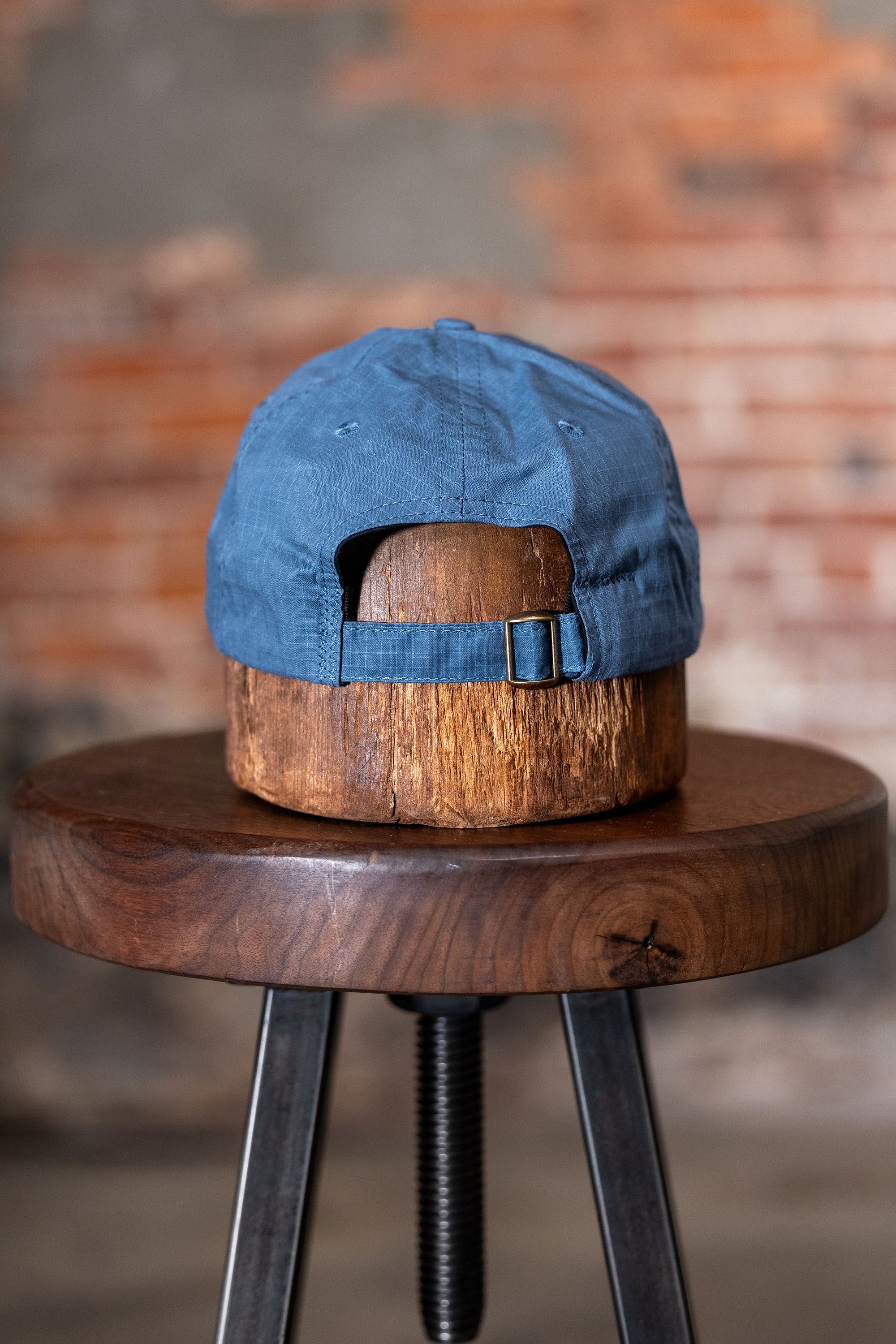 Dehen 1920 Baseball Hat - Faded Blue Dry Waxed Rip Stop. back profile