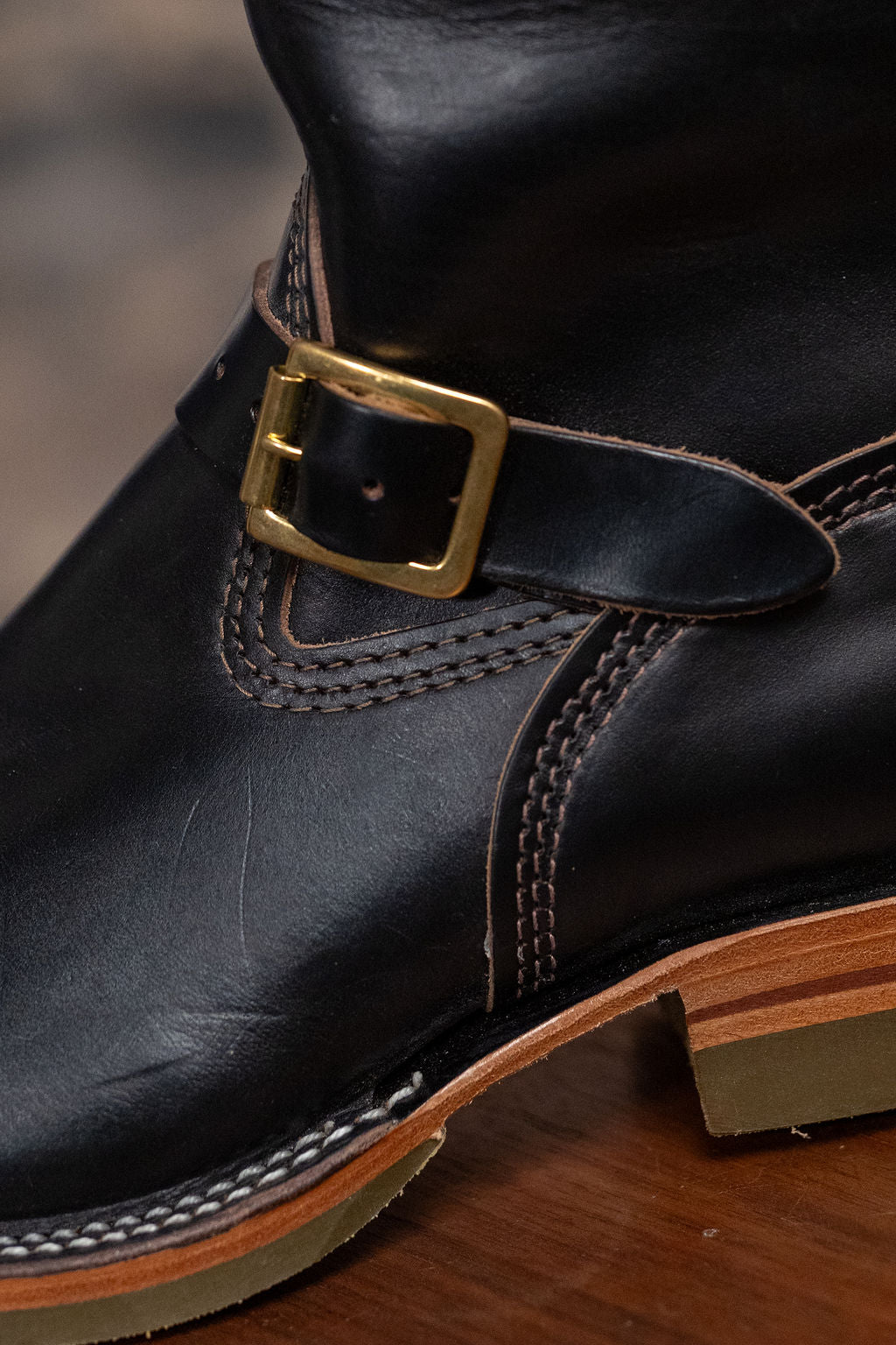 Wesco Boots Mister Lou - Horween Black Horsehide Green Super Grip Sole