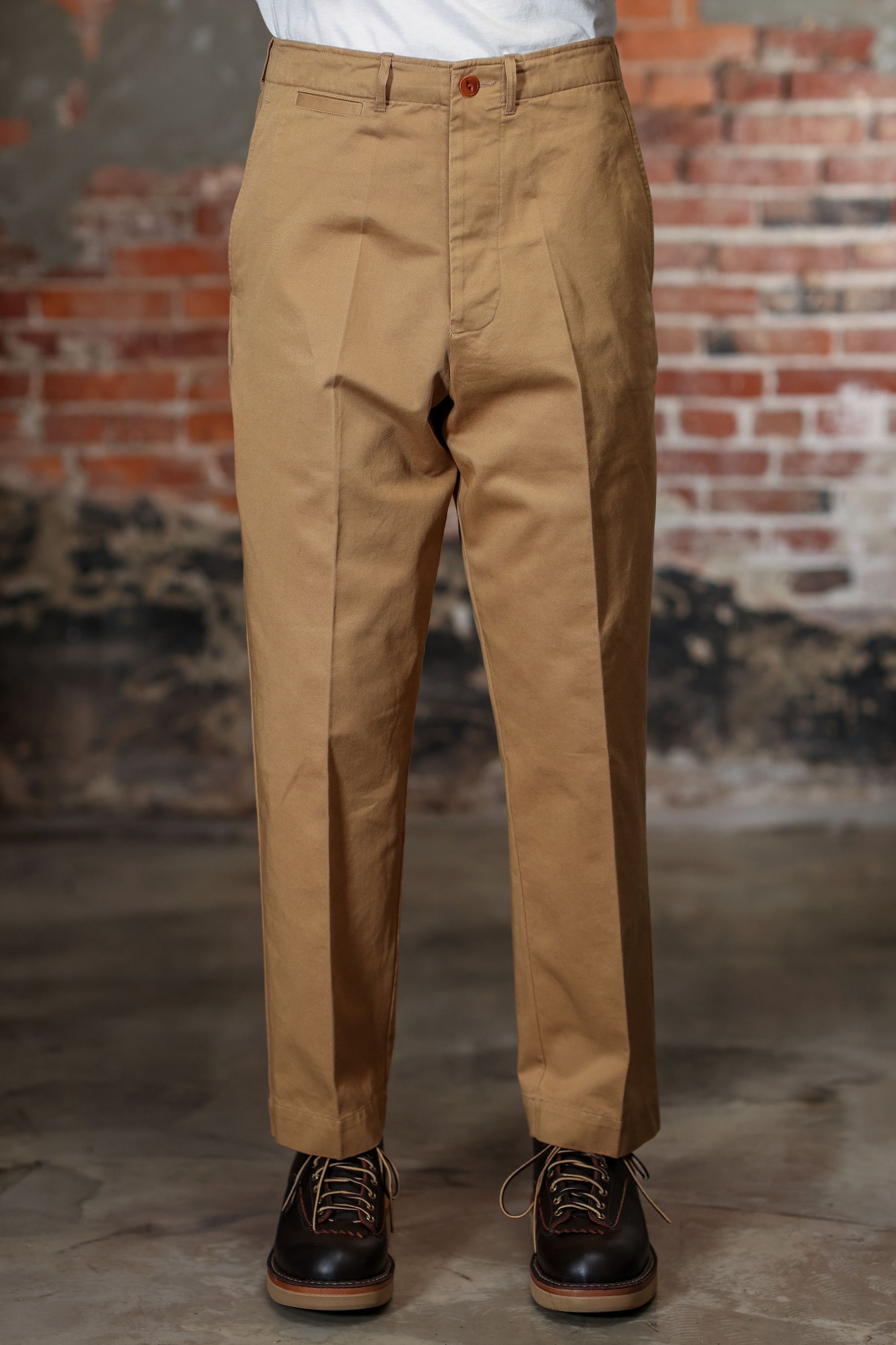Merz b. Schwanen CHINO01 1920s Cotton Twill Worker Chino - Khaki