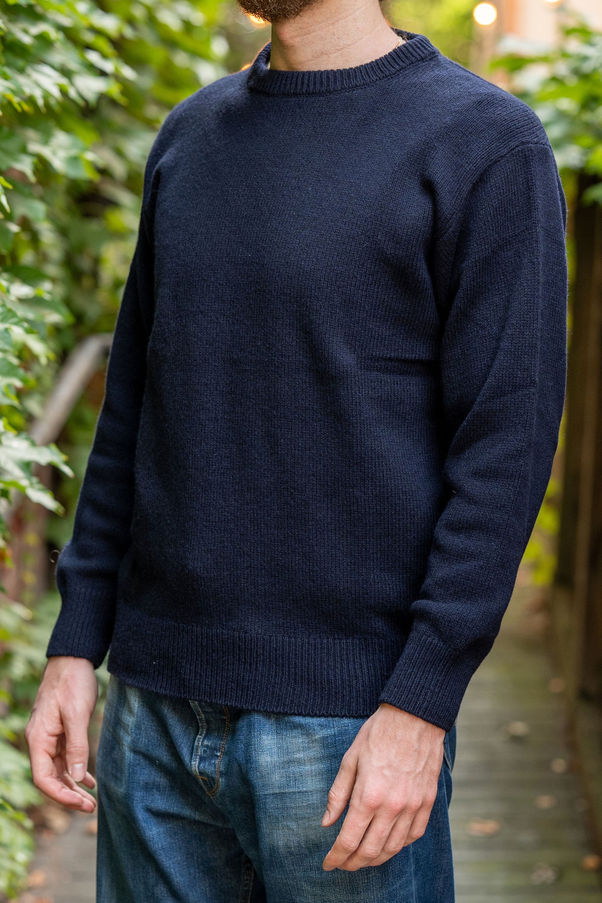 Merz b. Schwanen LOCC01 Crew Pullover Merino Cashmere Blend - Dark Navy