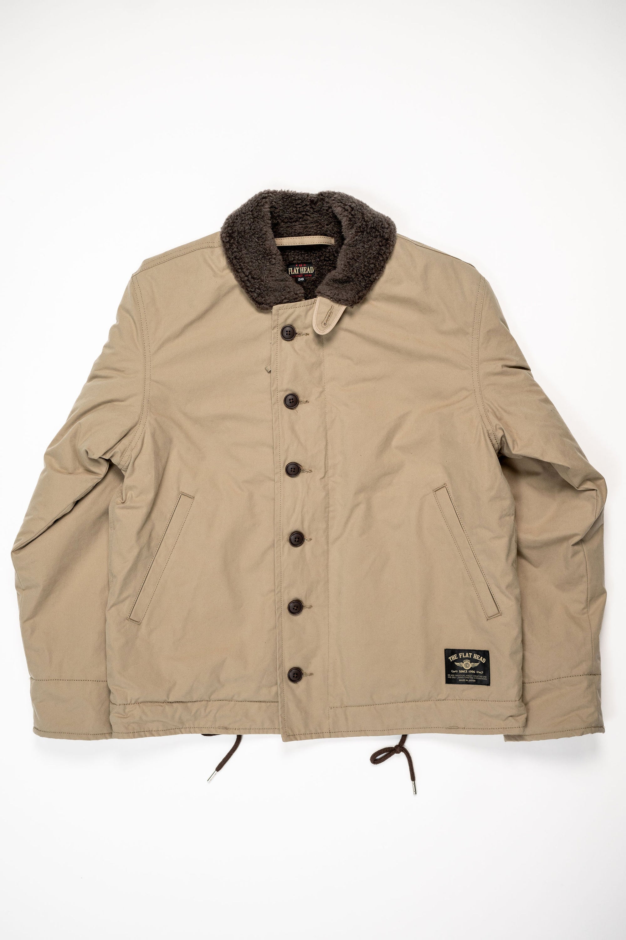 The Flat Head FN-OJ-C015A Boa Jacket Plain - Khaki