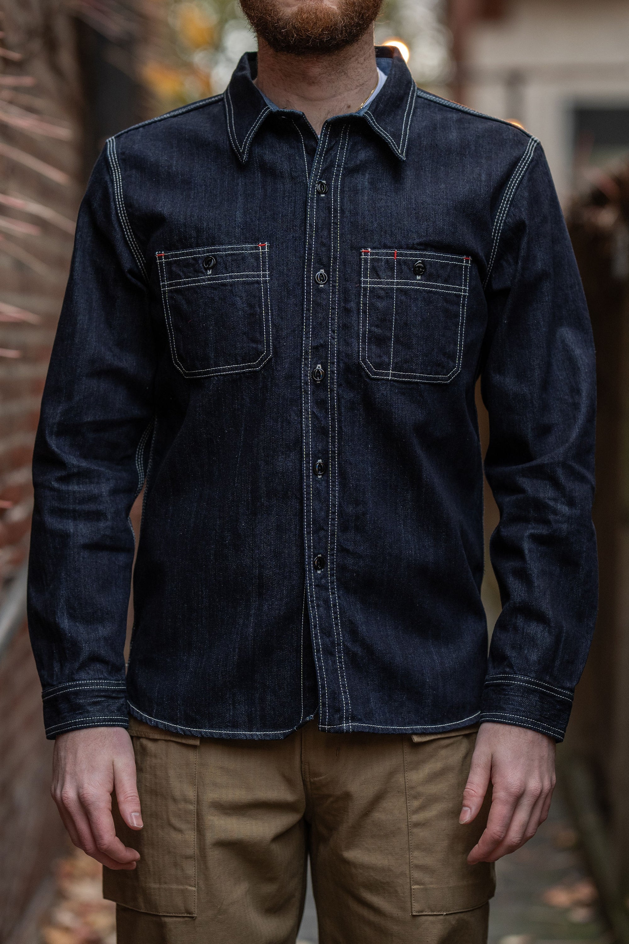 The Flat Head FN-SDK-301L Denim Work Shirt - 10oz Selvedge Denim