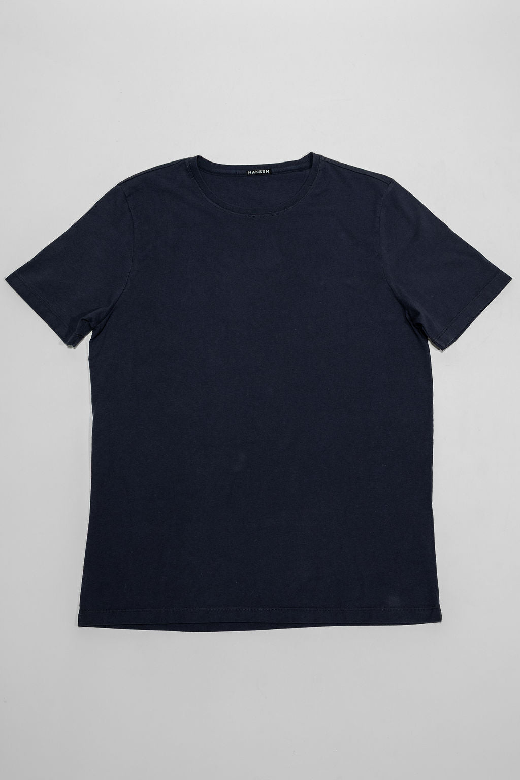 Hansen Garments Julian Crew Neck T-Shirt - Indigo Like laid flat from the front