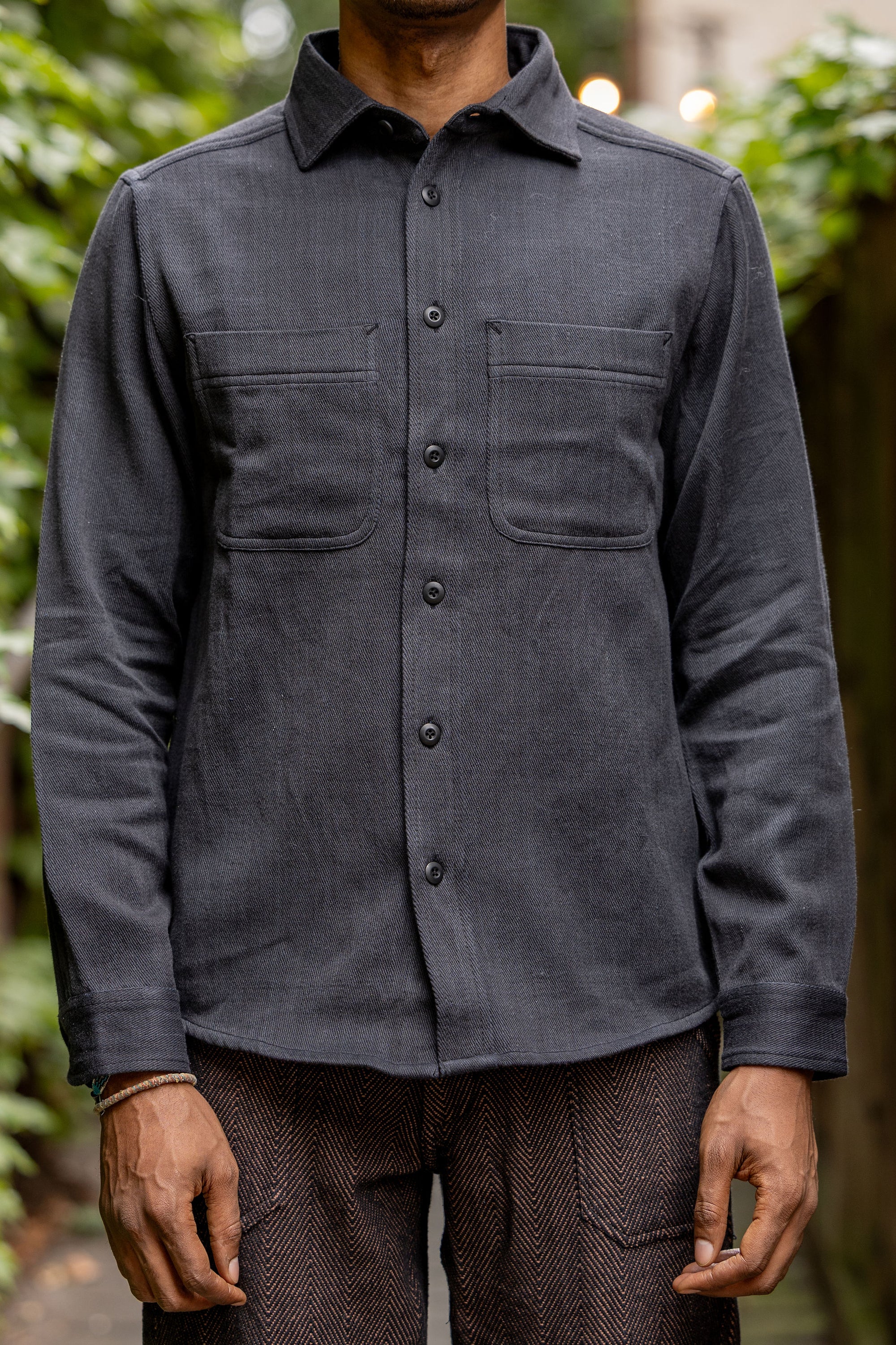 Indi + Ash Ames Workshirt - Iron/Indigo Handwoven Denim