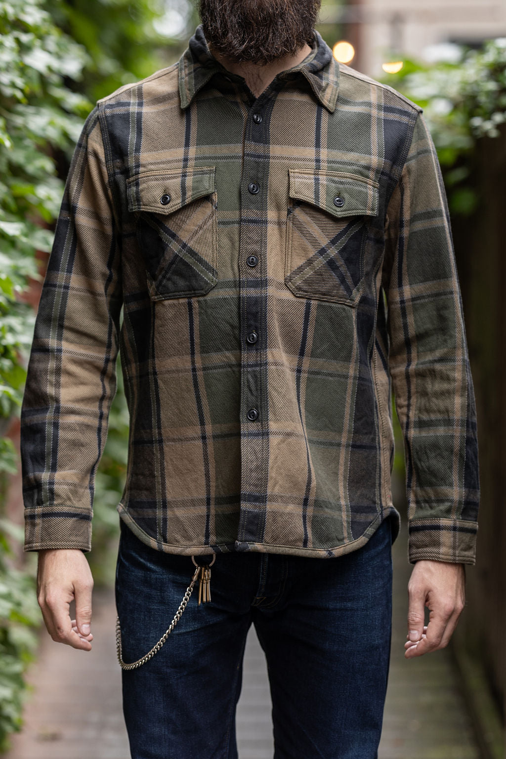 UES 502451 Extra Heavy Flannel Shirt - Olive