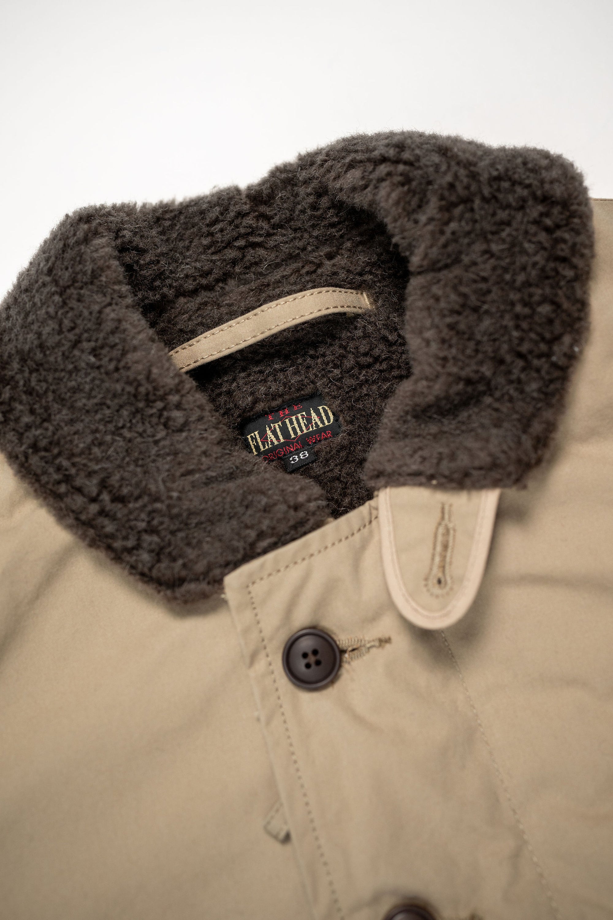 The Flat Head FN-OJ-C015A Boa Jacket Plain - Khaki