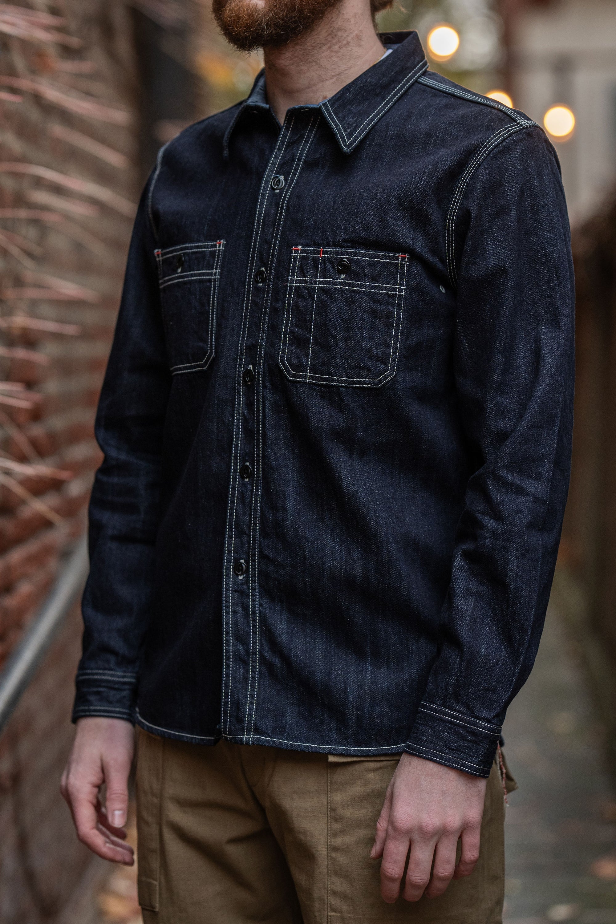 The Flat Head FN-SDK-301L Denim Work Shirt - 10oz Selvedge Denim