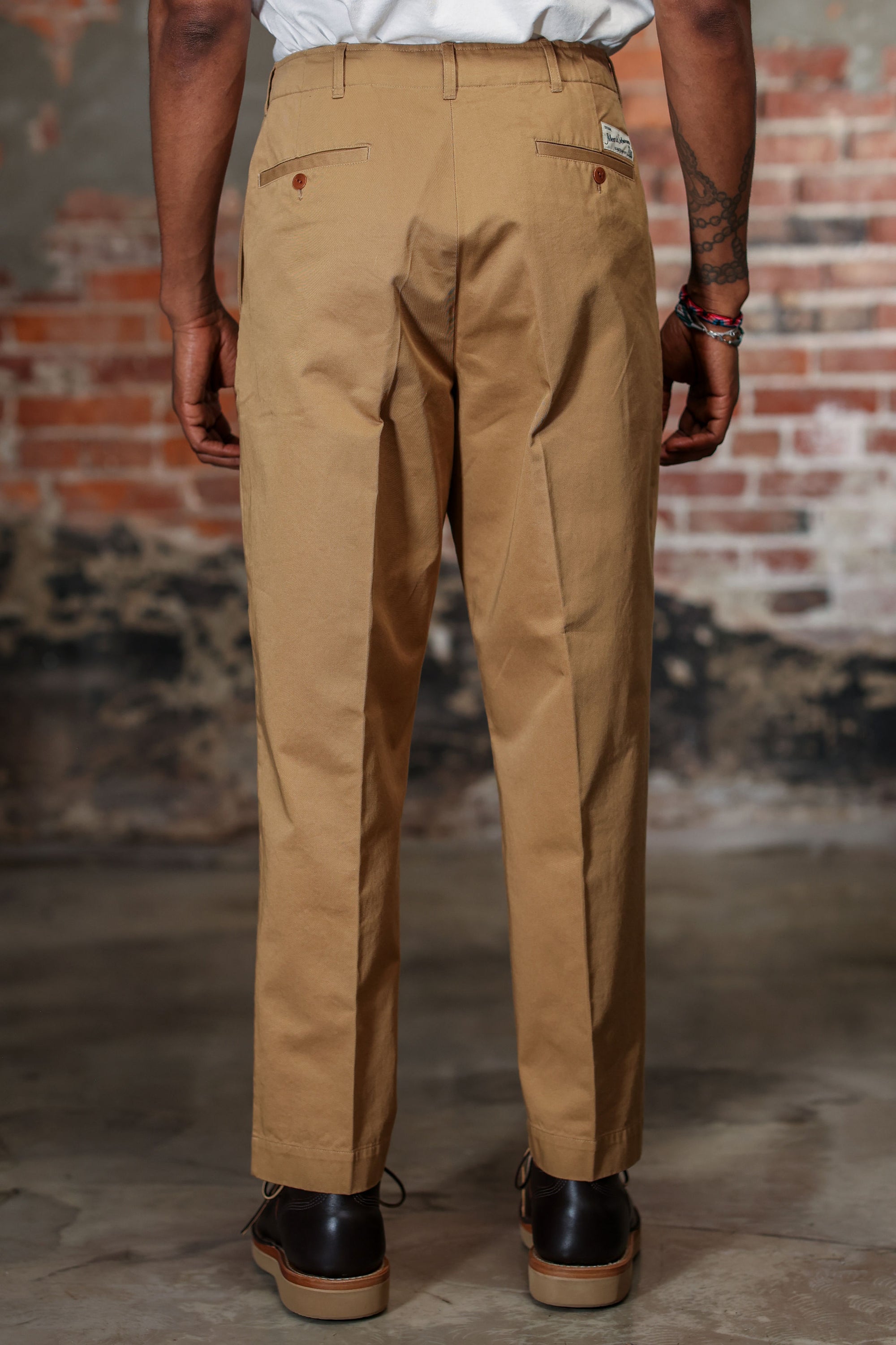 Merz b. Schwanen CHINO01 1920s Cotton Twill Worker Chino - Khaki
