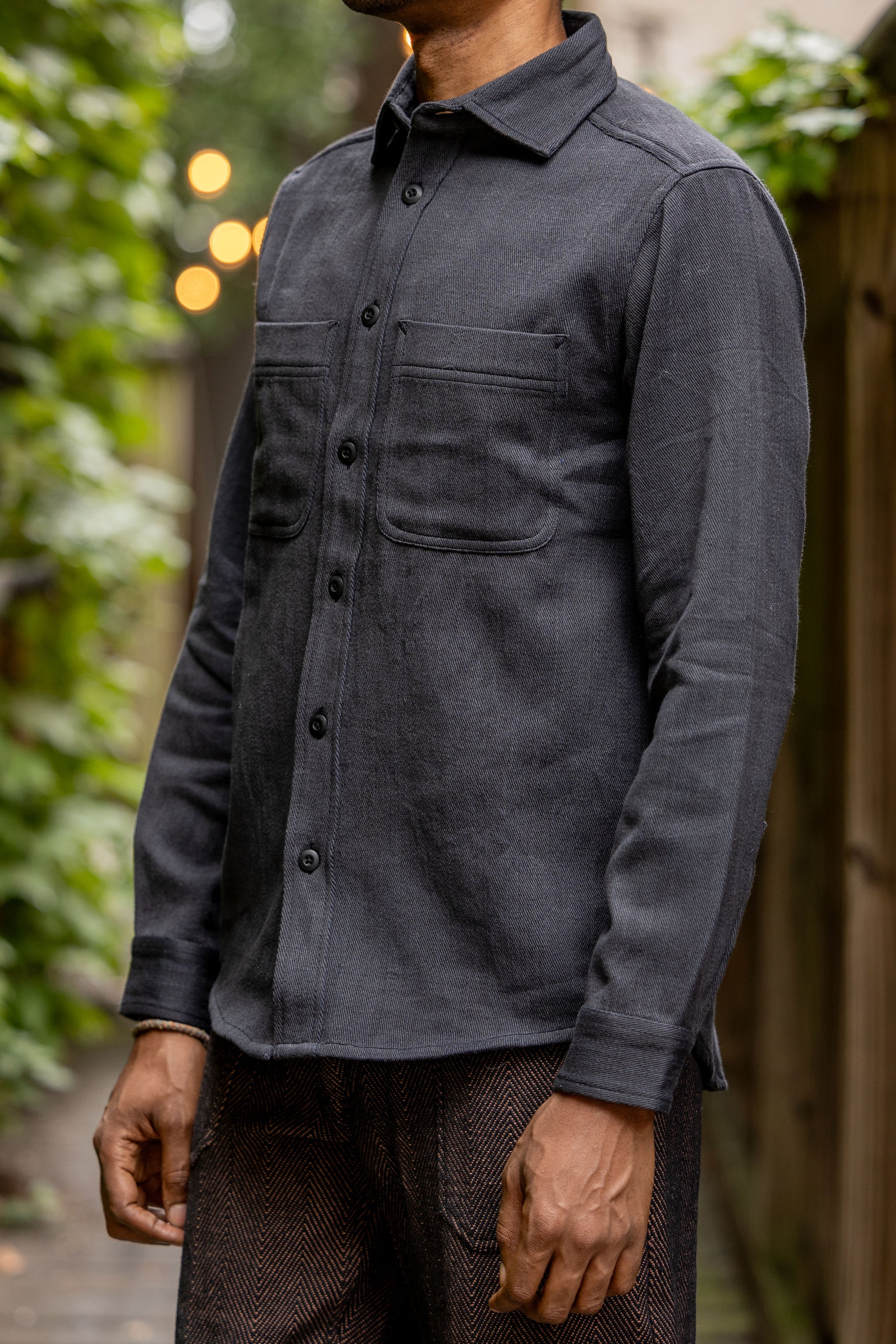 Indi + Ash Ames Workshirt - Iron/Indigo Handwoven Denim