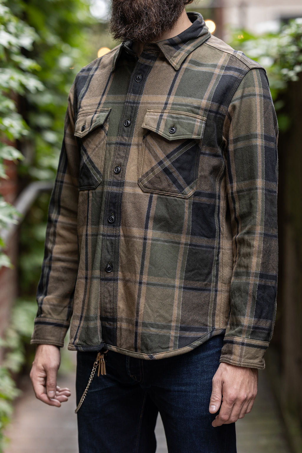 UES 502451 Extra Heavy Flannel Shirt - Olive