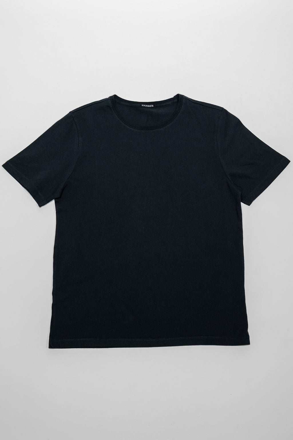Hansen Garments Julian Crew Neck T-Shirt - Black laid flat from the front