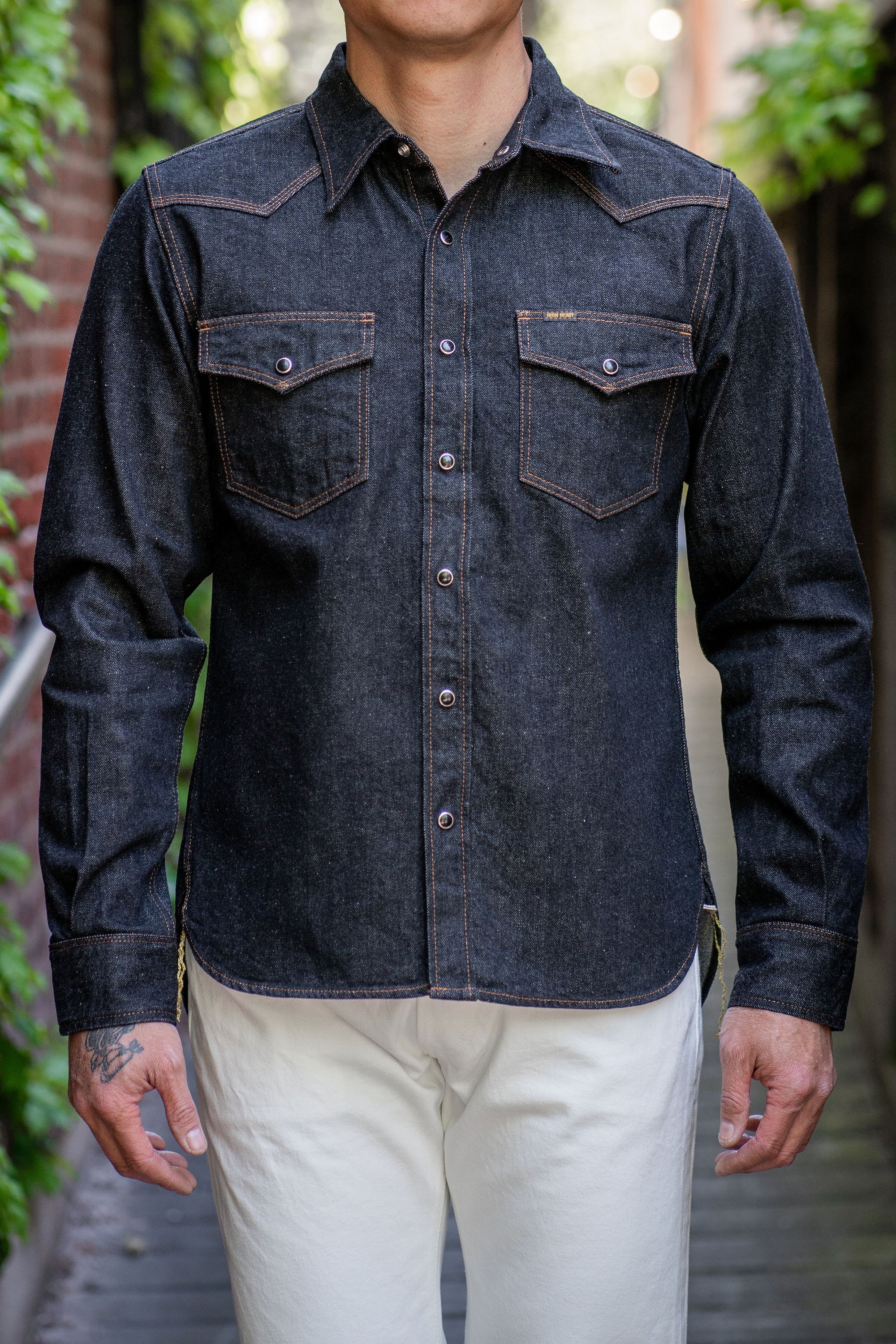 Iron Heart IHSH-33-IND 12oz Selvedge Denim Western Shirt - Indigo