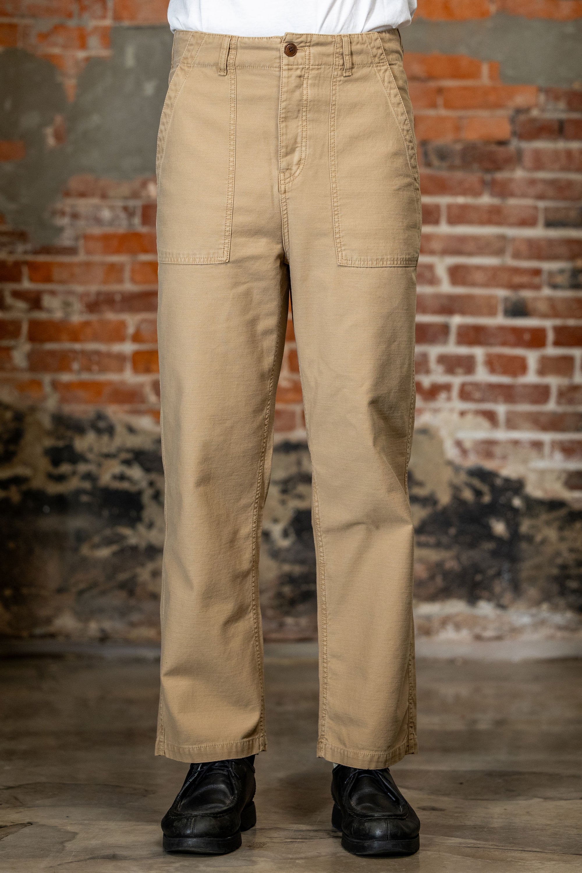 Merz b. Schwanen SENDO01SC Sateen Canvas Fatigue Pants - Dusted Khaki