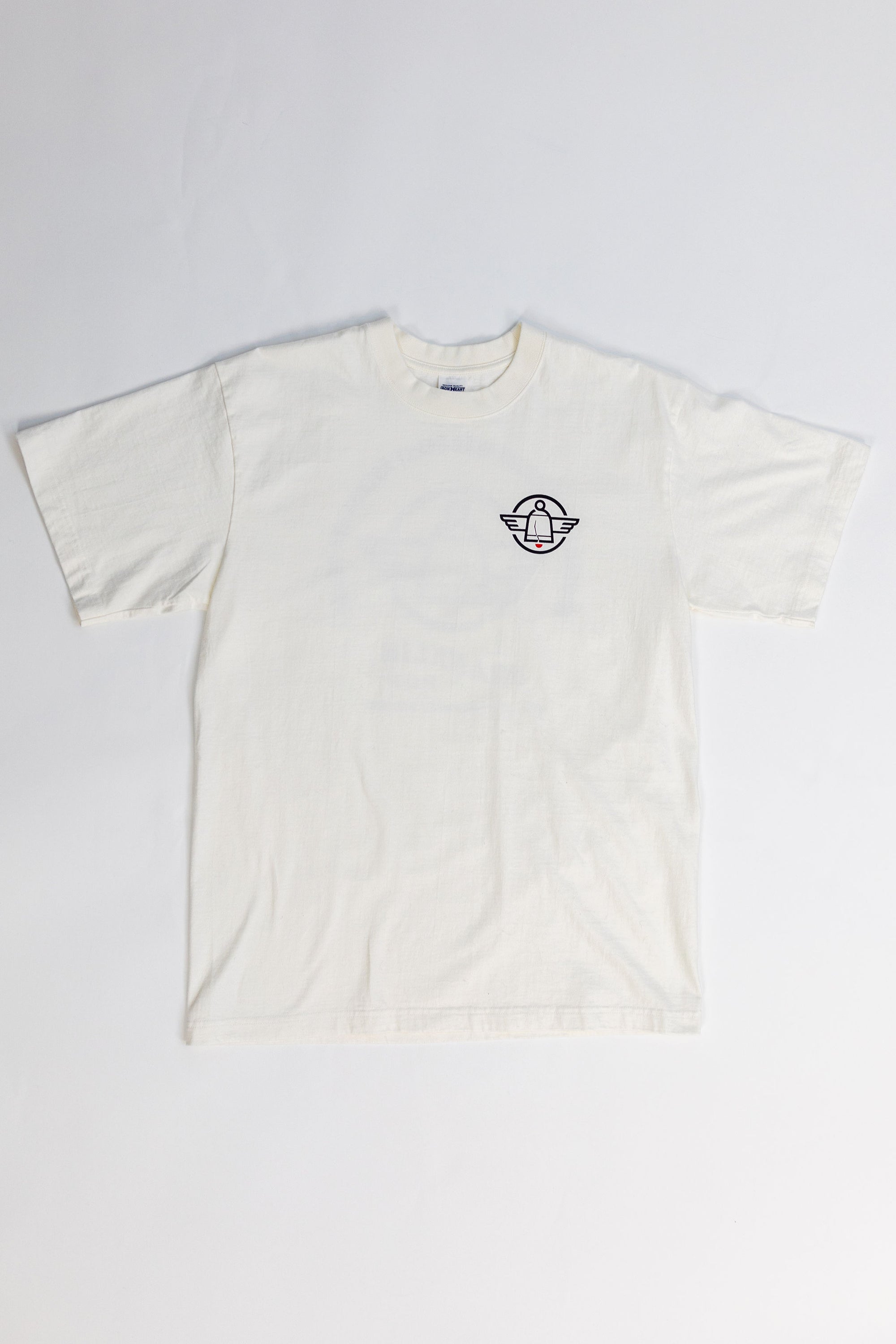 Iron Heart IHPT-FP-WHT 7.5oz Franklin & Poe Printed Loopwheel Crew Neck T-Shirt - White [COLLAB]