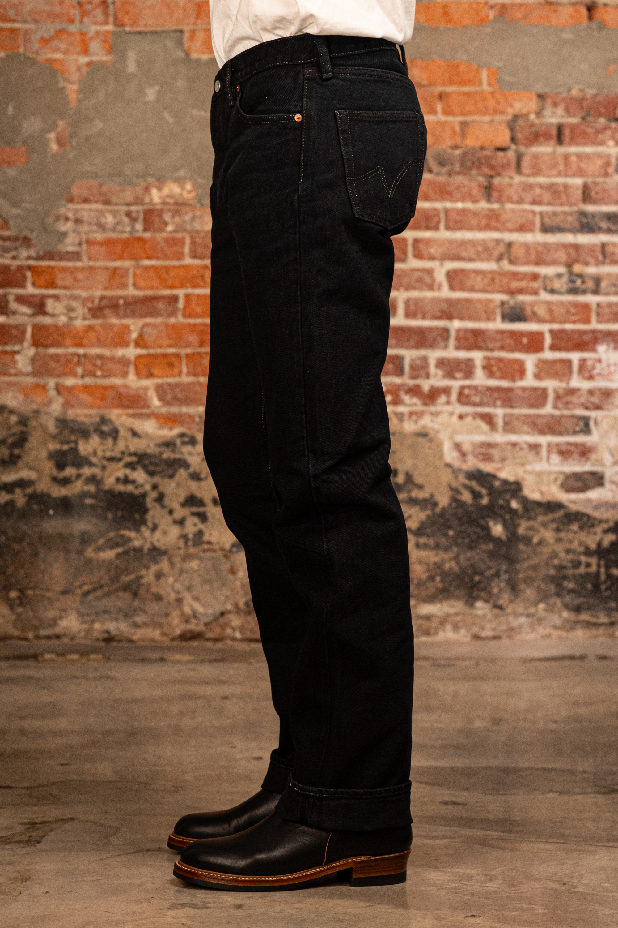 Iron Heart IH-634S-B 21oz Selvedge Denim Straight Cut Jeans - Indigo Overdyed Black
