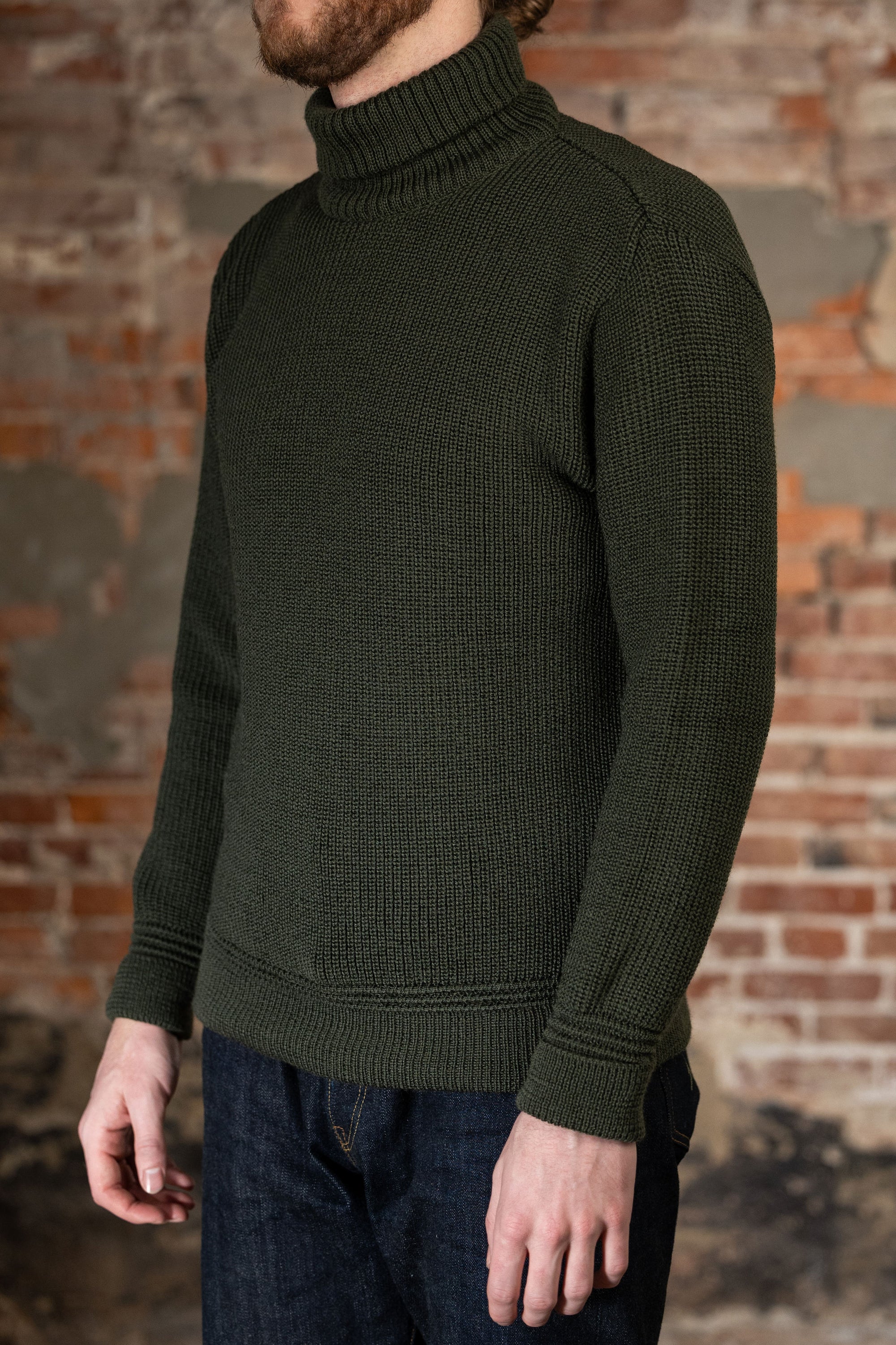 Heimat Textil Boat Roll Neck - Military Green