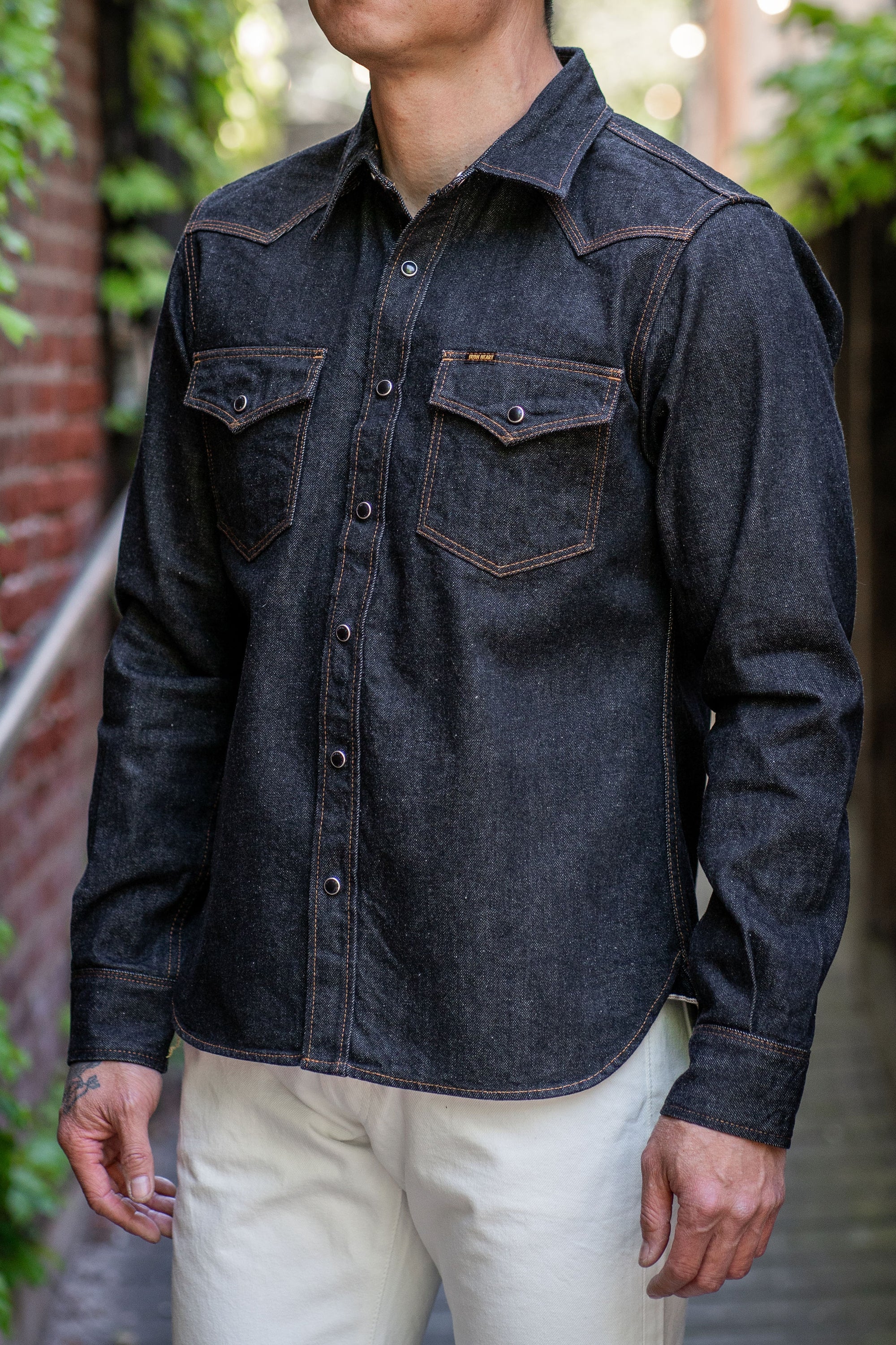 Iron Heart IHSH-33-IND 12oz Selvedge Denim Western Shirt - Indigo