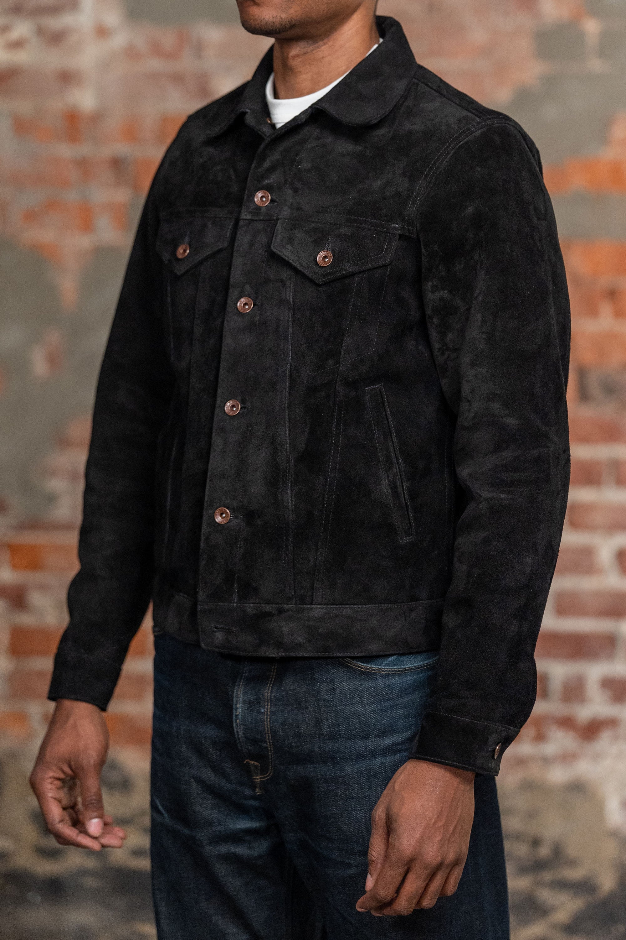 Iron Heart IHJ-155-BLK Horsehide Suede Modified Type III Jacket - Black