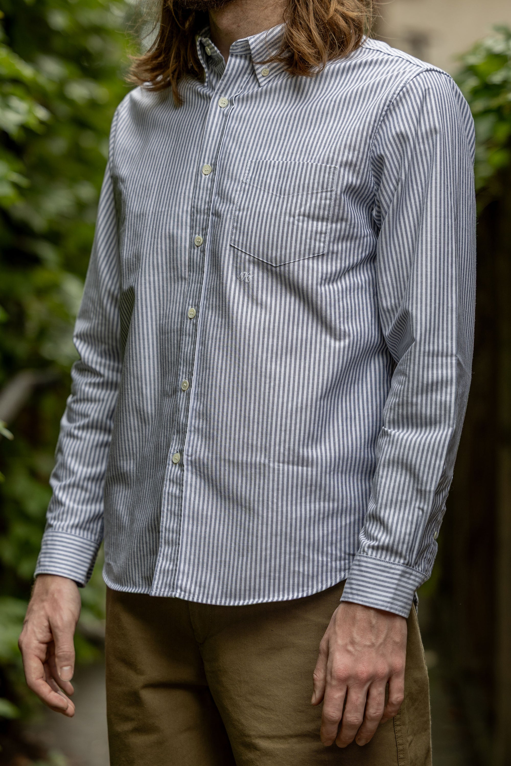 Knickerbocker "Beefy" Cotton Oxford - Navy Stripe