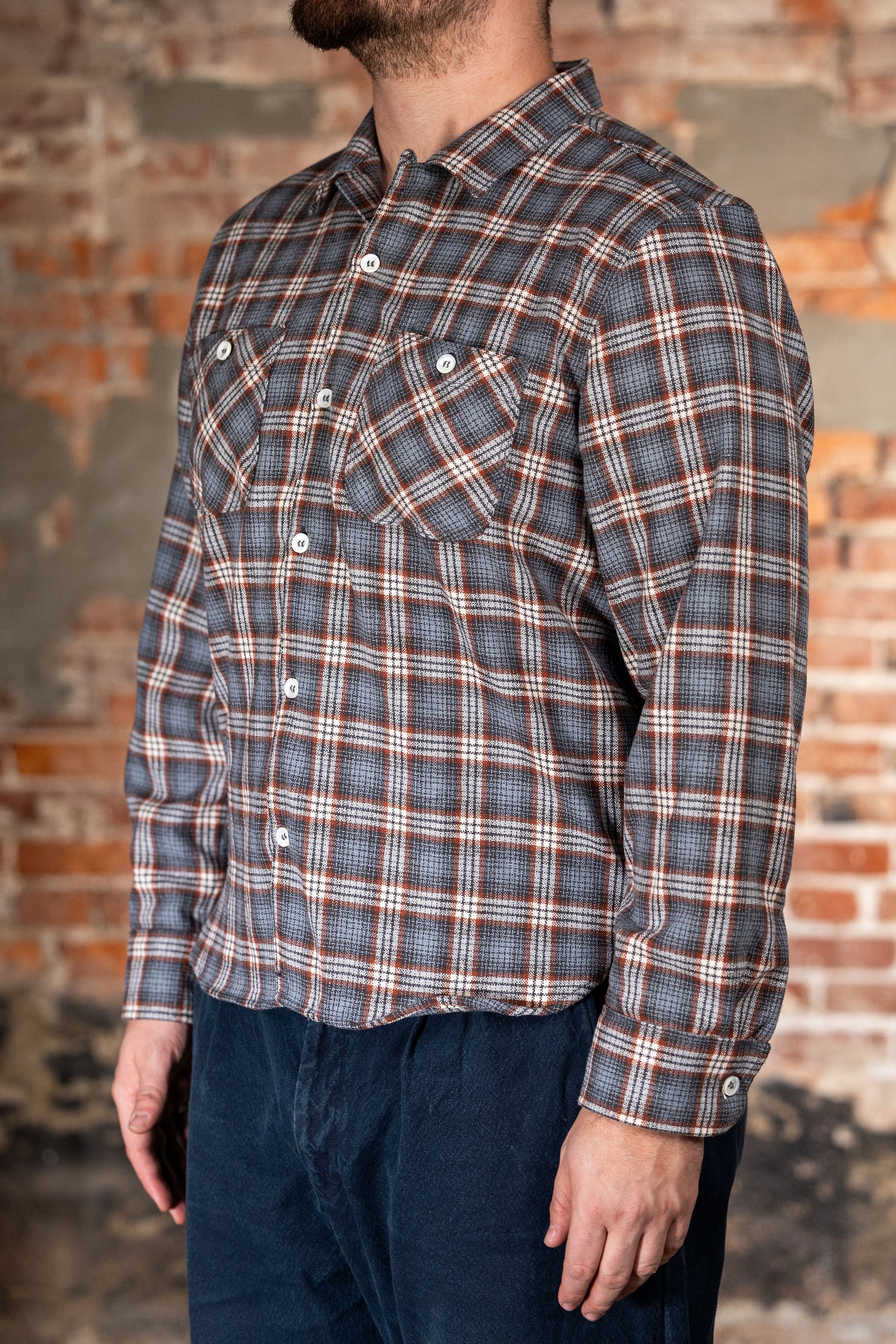 Freenote Cloth Dayton - LS Kodiak Gray Wool