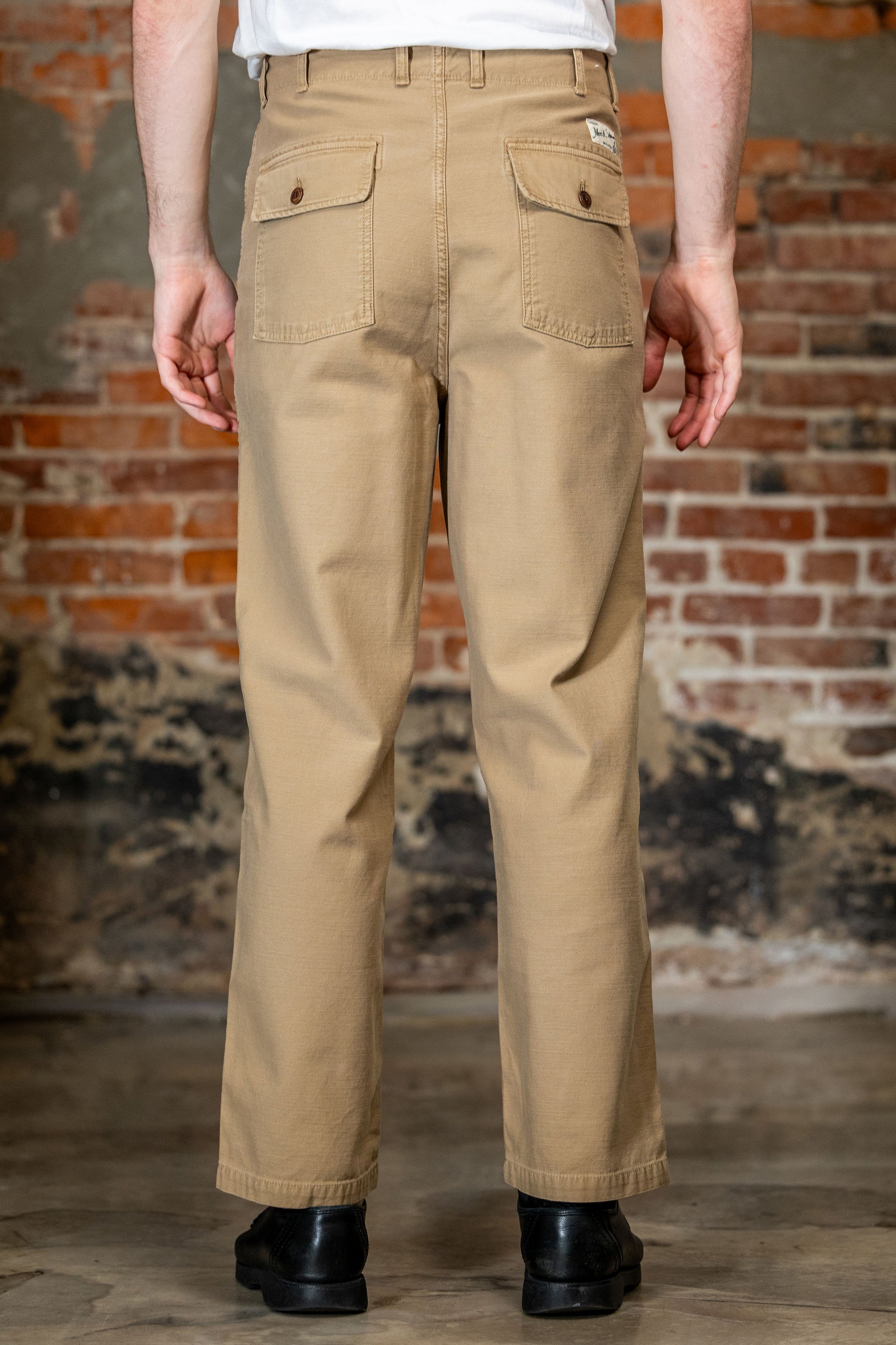 Merz b. Schwanen SENDO01SC Sateen Canvas Fatigue Pants - Dusted Khaki