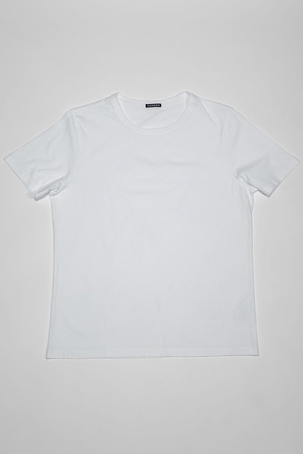 Hansen Garments Julian Crew Neck T-Shirt - White laid flat from the front