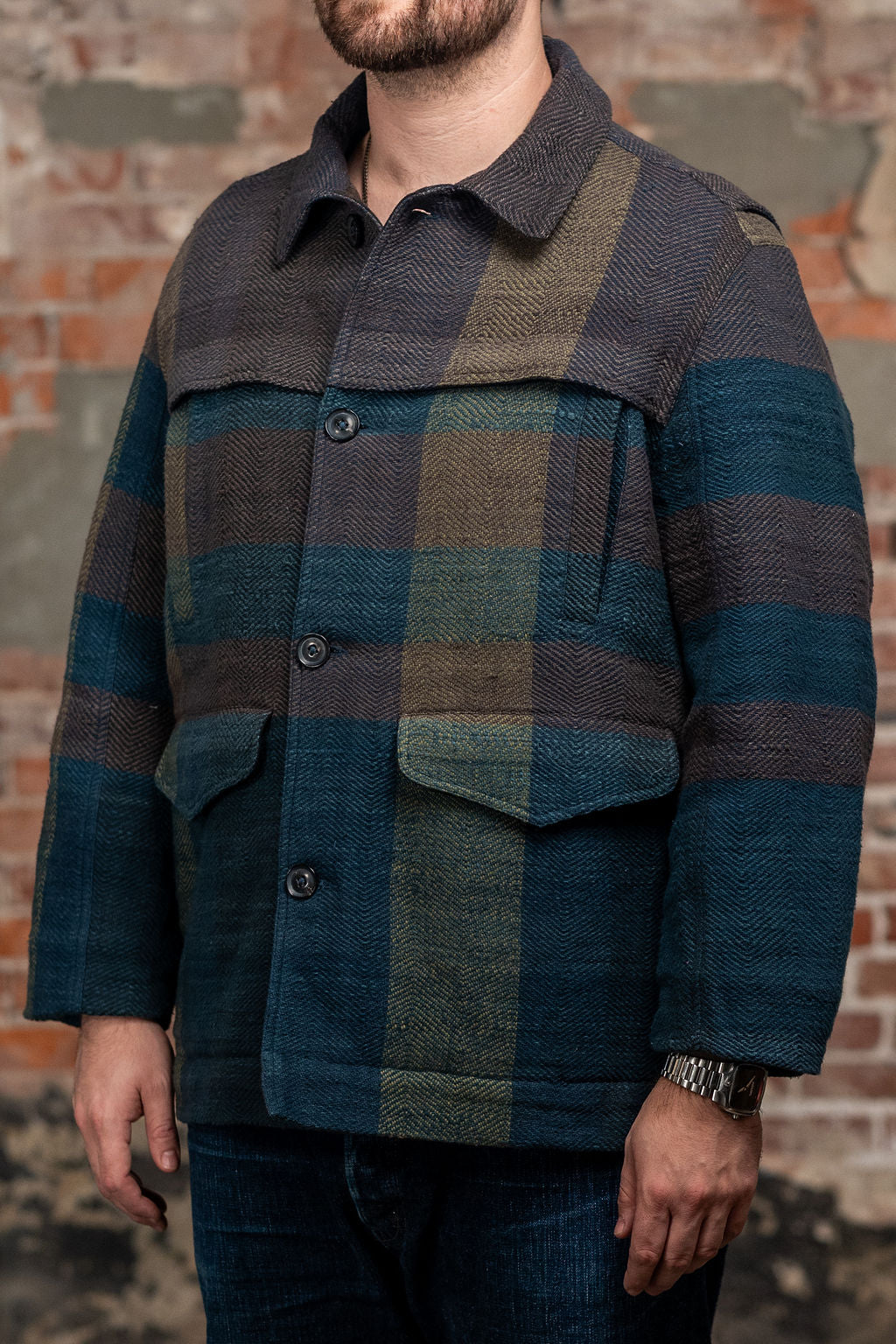 Indi + Ash Braulio Barn Coat - Handspun Herringbone Blanket Plaid