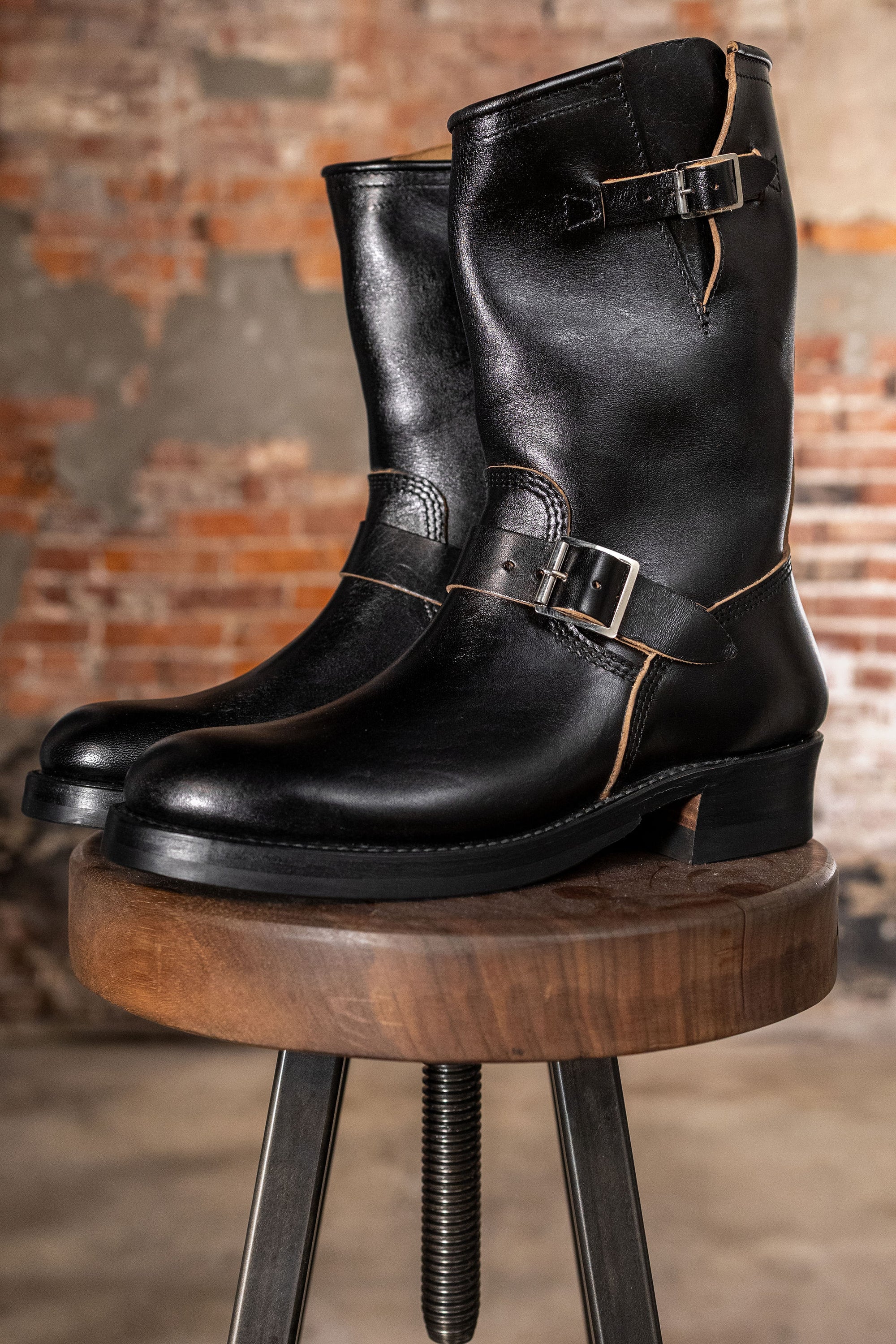 John Lofgren Wabash Engineer Boots - Limited Edition Shinki Hikaku Horsebutt Black