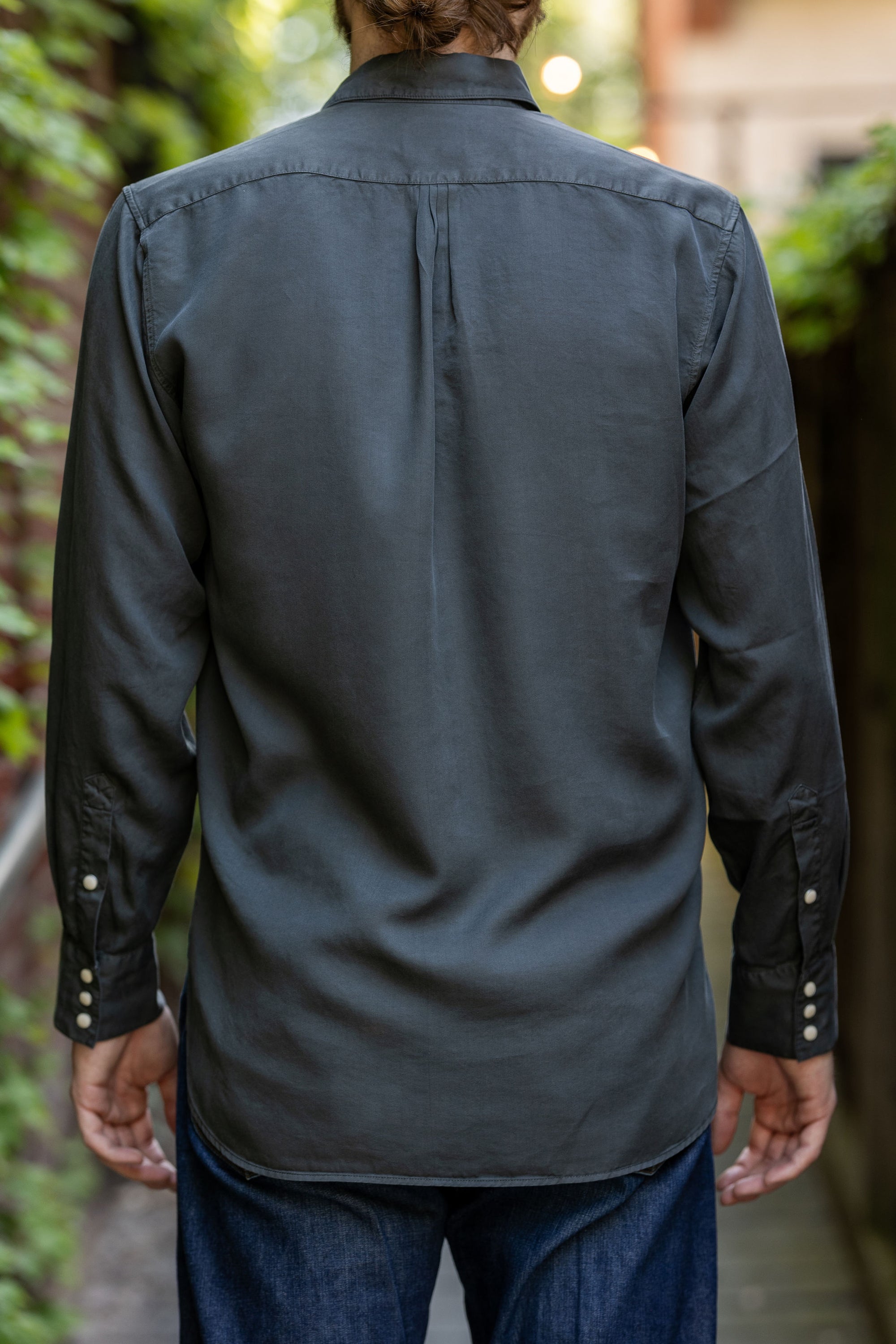 Wythe Tencel Gabardine Pearlsnap Shirt - Faded Black