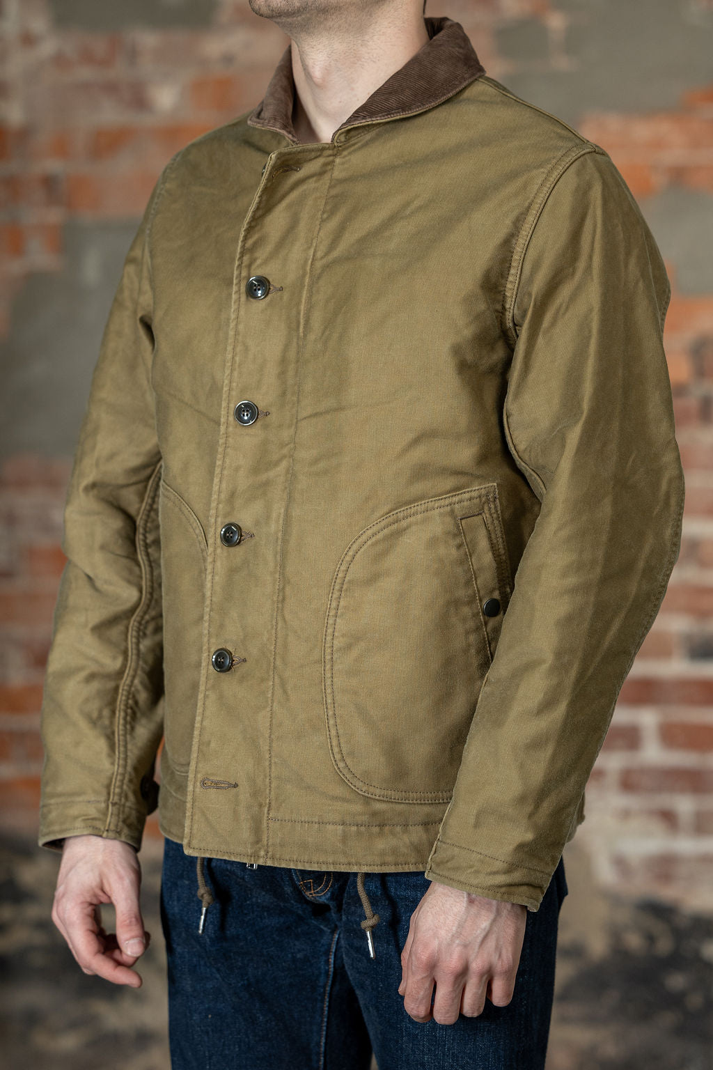 Iron Heart IHM-48-KHA 12oz Whipcord Lightweight N1 Deck Jacket - Khaki