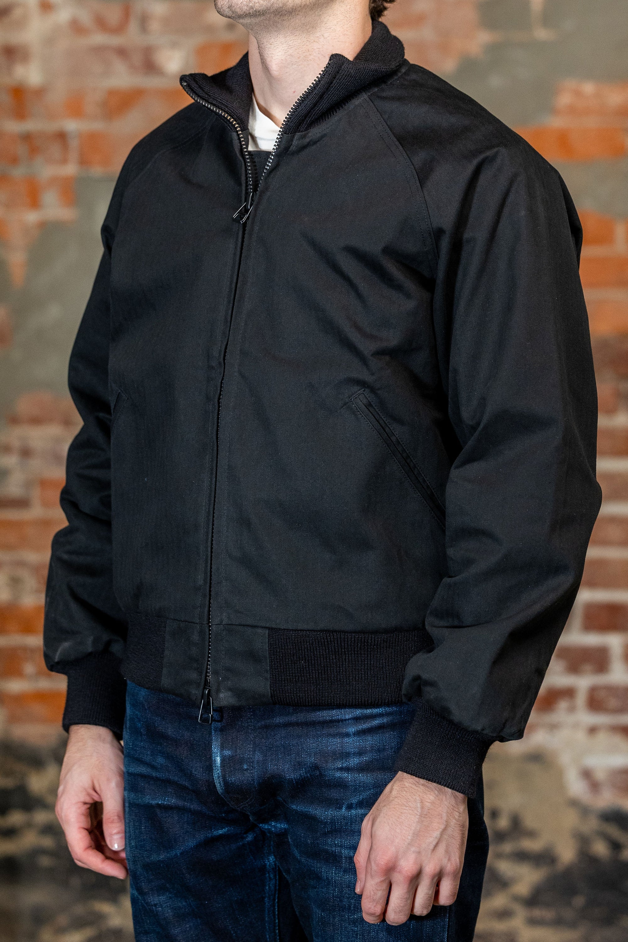 Dehen x Merz b. Schwanen Custom Pilot Jacket - Black Dry Wax Cotton