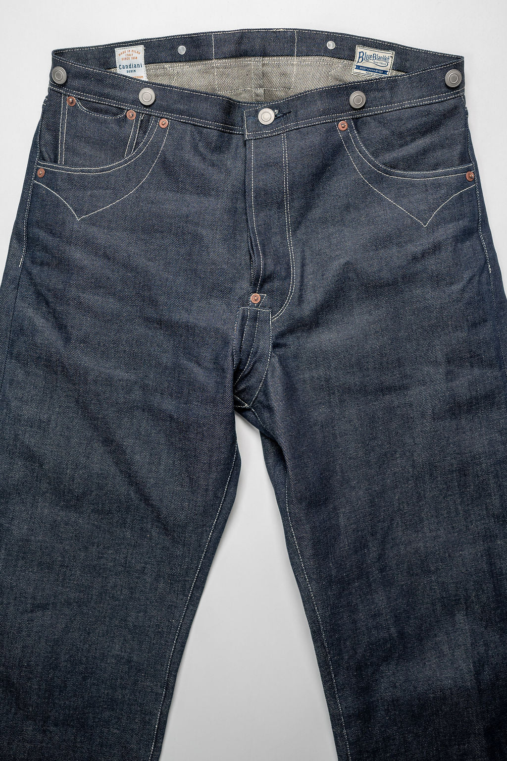 Blue Blanket P40 IT166 Waist Overall Jeans 1870s Single Needle Production - 13oz Italian Selvedge Raw Organic Denim