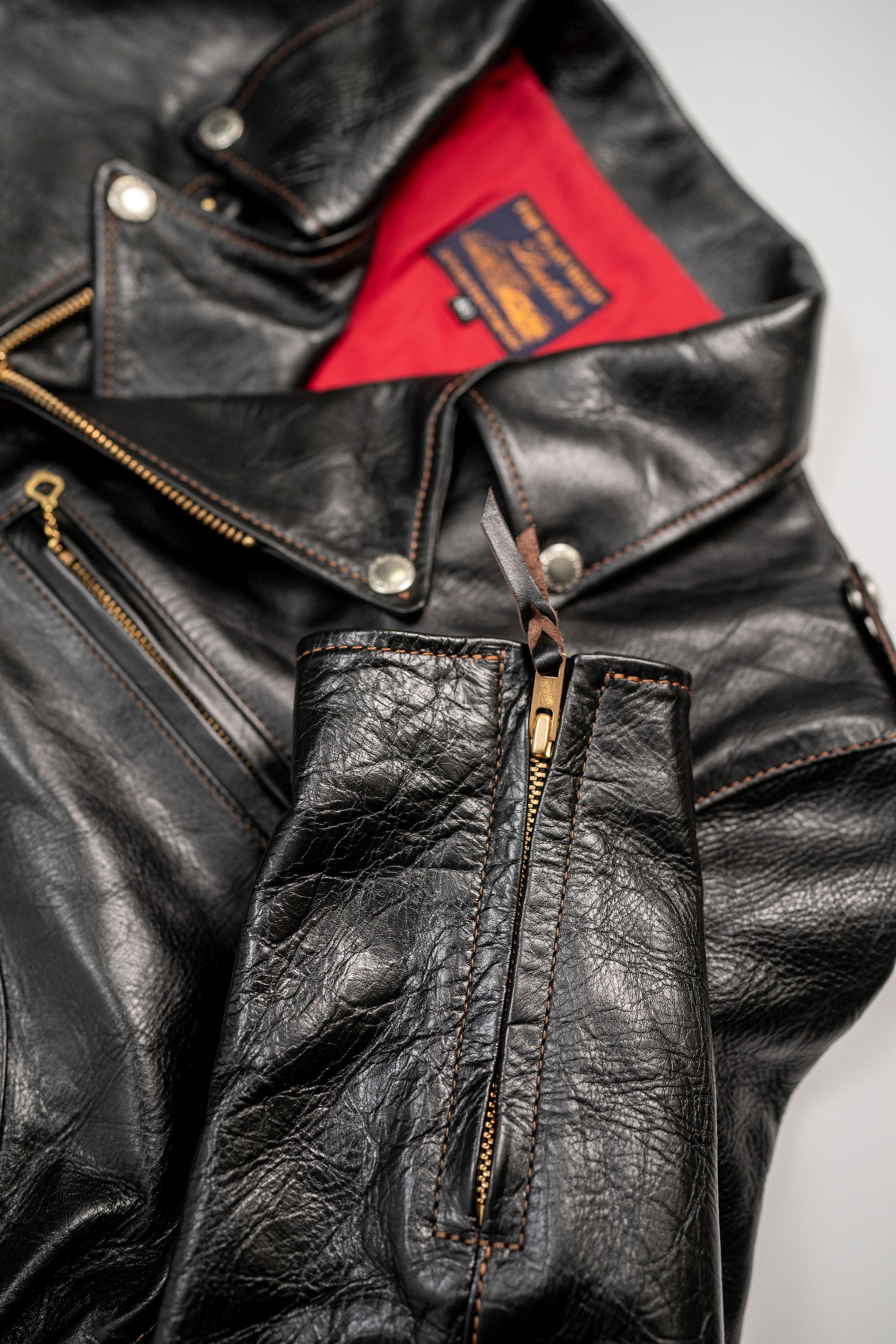 The Flat Head FN-LJ-HW004 Horsehide Double Riders Jacket - Black