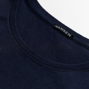 Hansen Garments Julian Crew Neck T-Shirt - Indigo Like laid flat details on neck stitching
