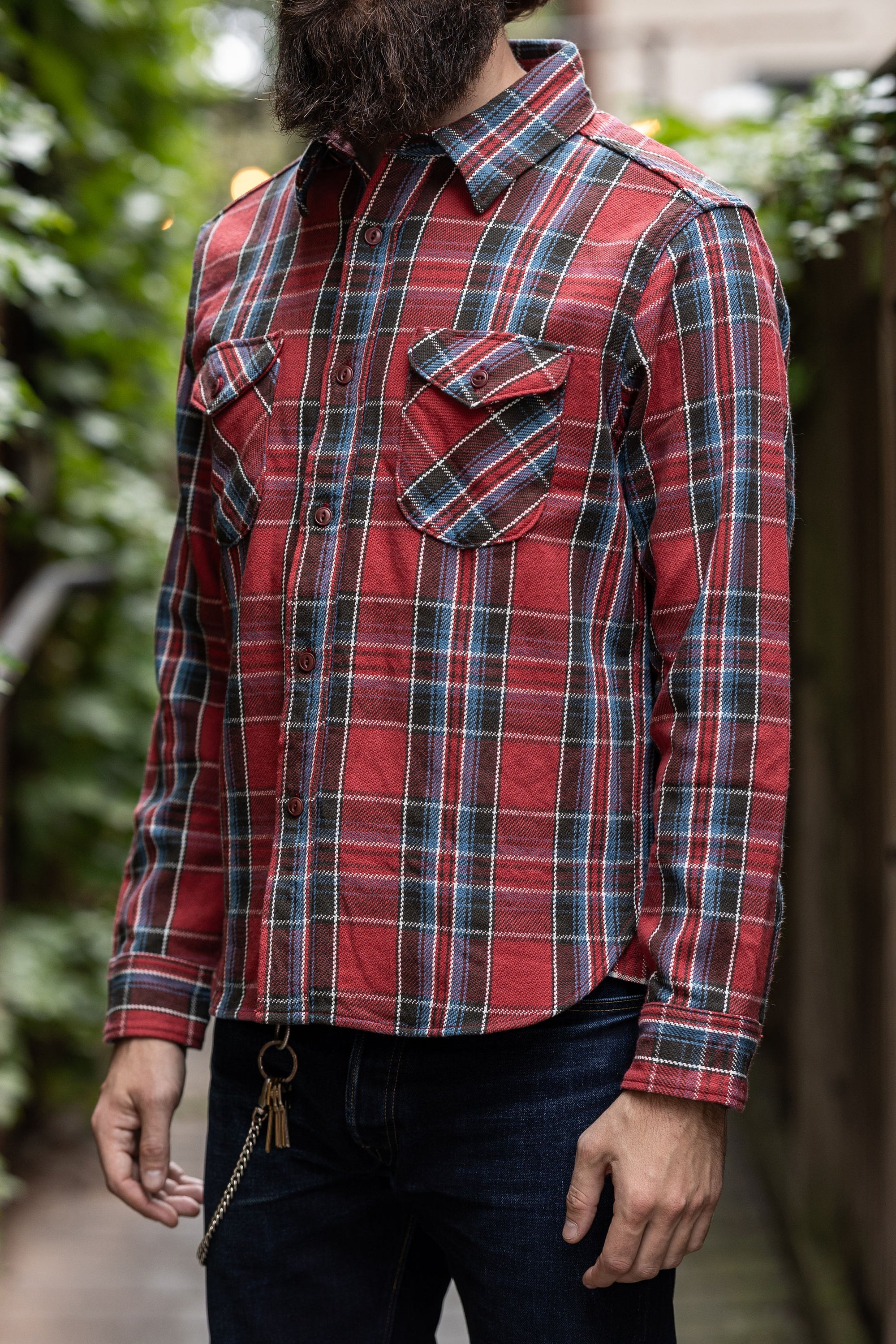 UES 502352 Heavy Flannel Shirt - Red