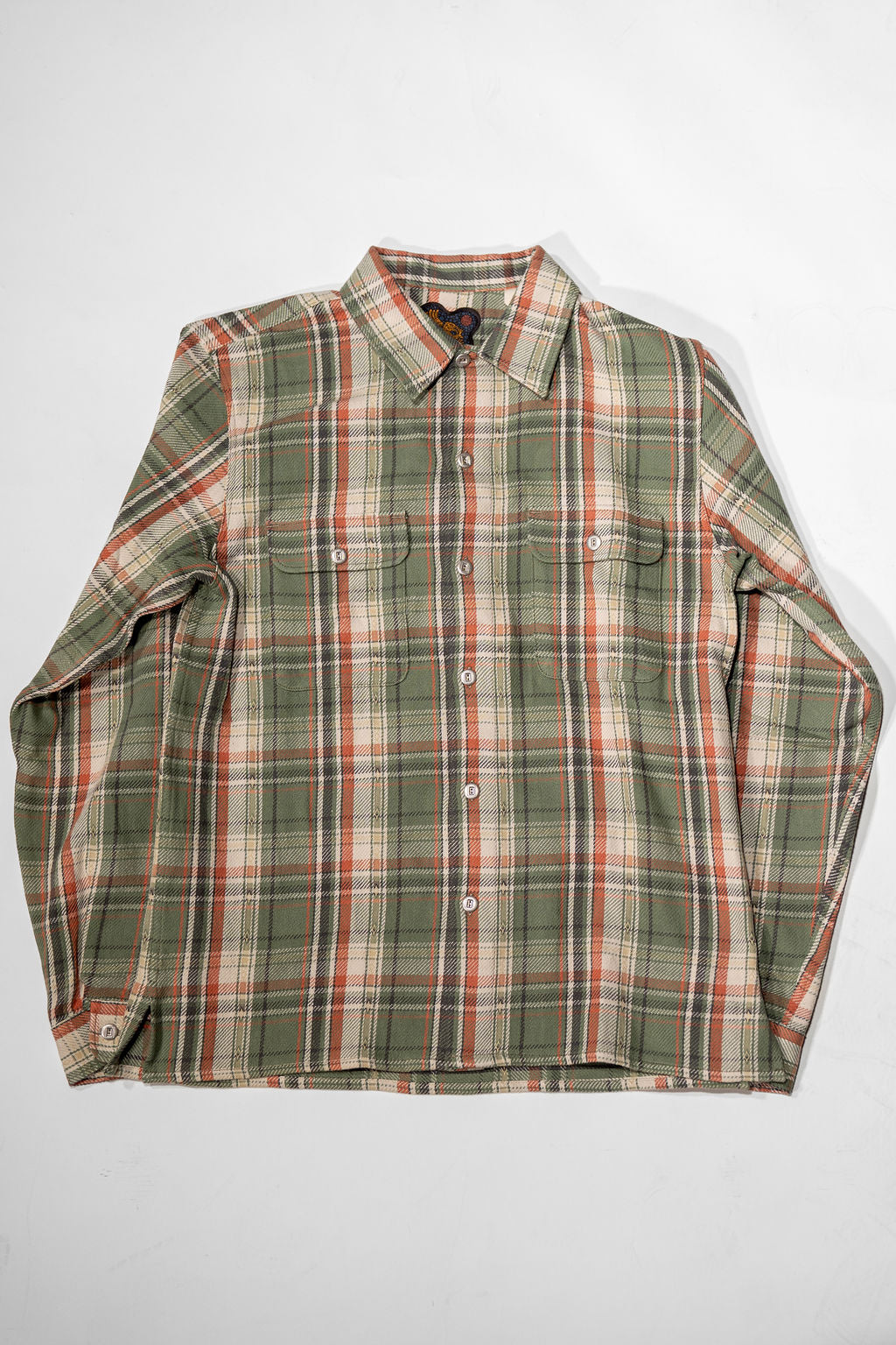 Indigofera Webster - 7.3oz Jacquard Flannel Green/Beige Check