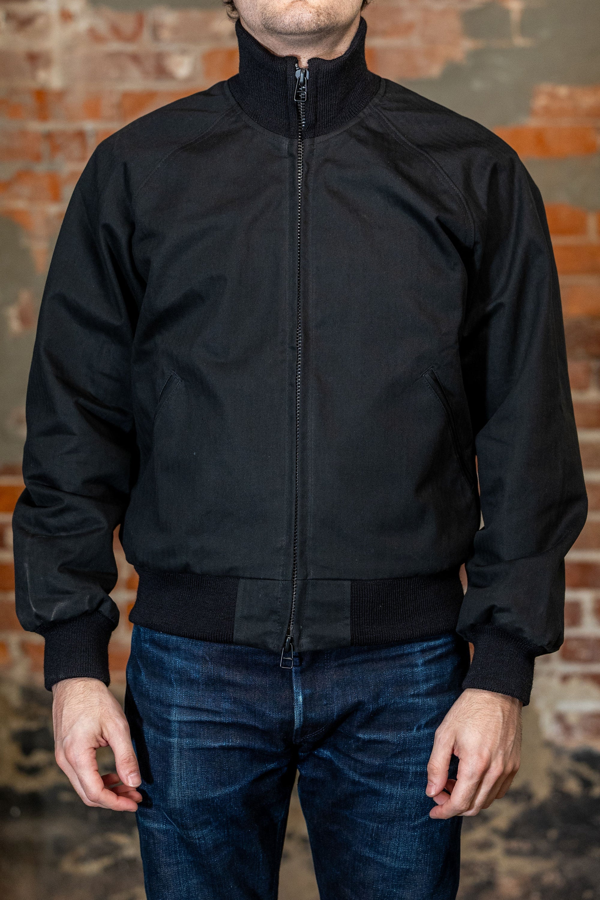 Dehen x Merz b. Schwanen Custom Pilot Jacket - Black Dry Wax Cotton