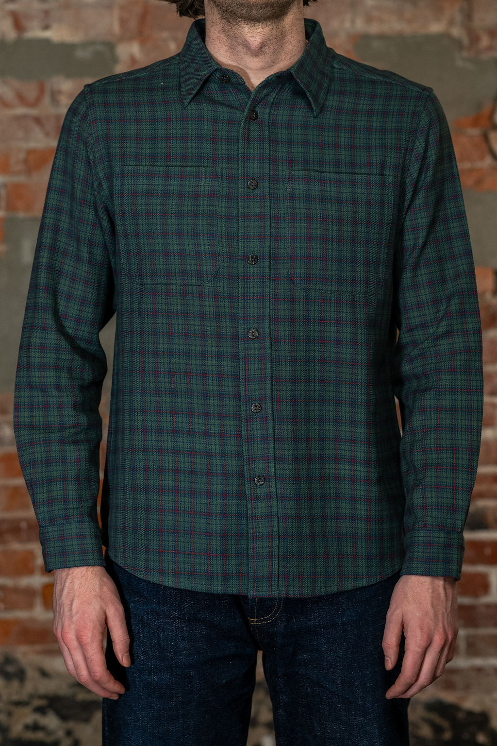 Indi + Ash Rios Workshirt - Grass / Indigo / Madder Handwoven Mini Check