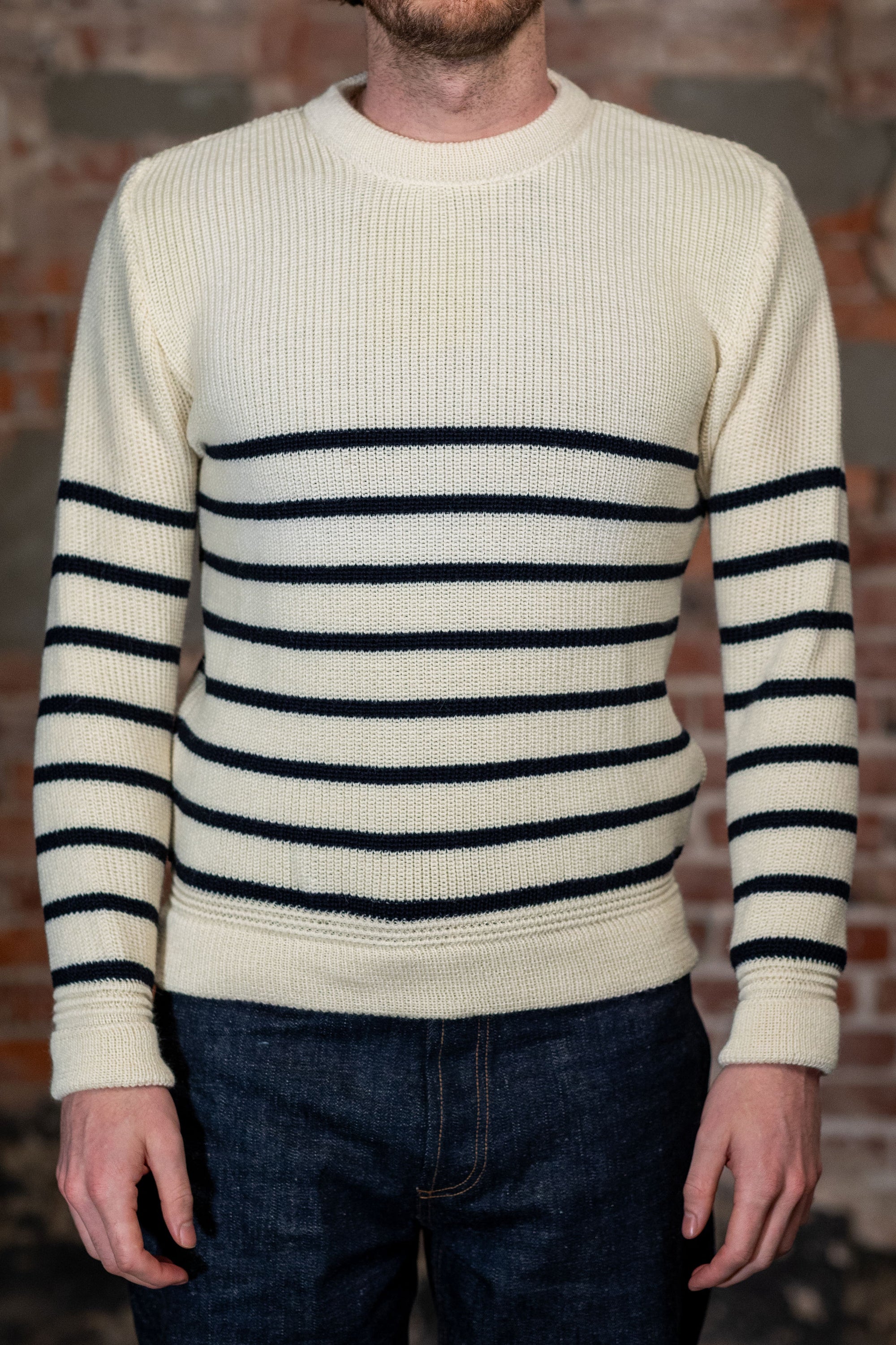 Heimat Textil Signal Sweater - Seashell/Ink Mariner