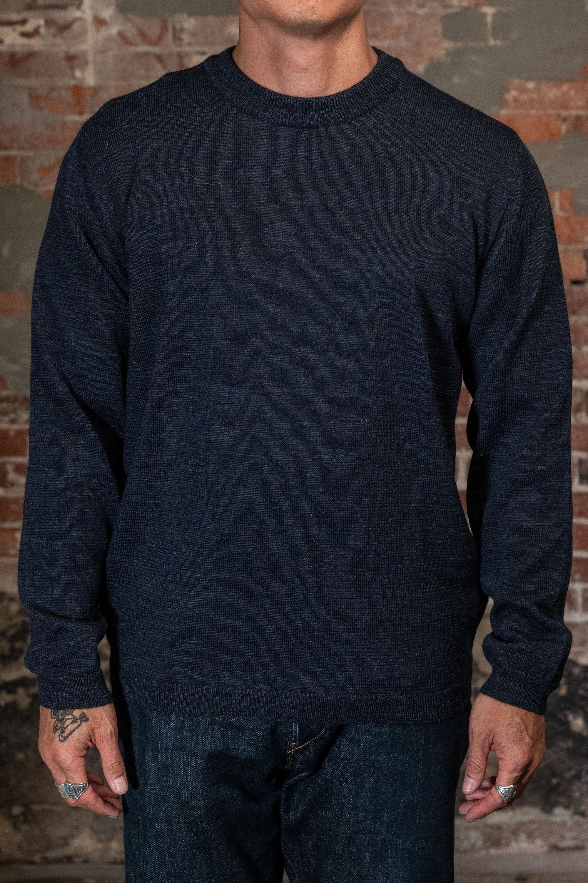 Hansen Garments Eske Crew Neck Sweater - Blue Melange