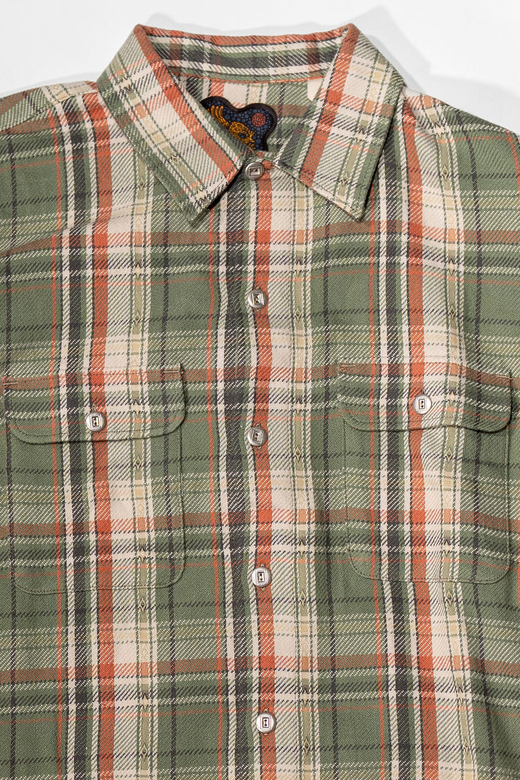 Indigofera Webster - 7.3oz Jacquard Flannel Green/Beige Check
