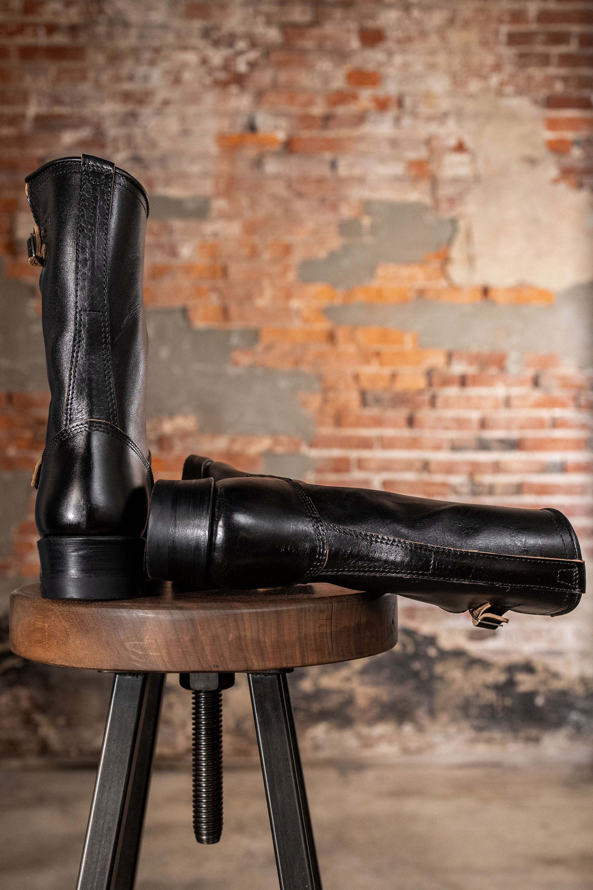 John Lofgren Wabash Engineer Boots - Limited Edition Shinki Hikaku Horsebutt Black