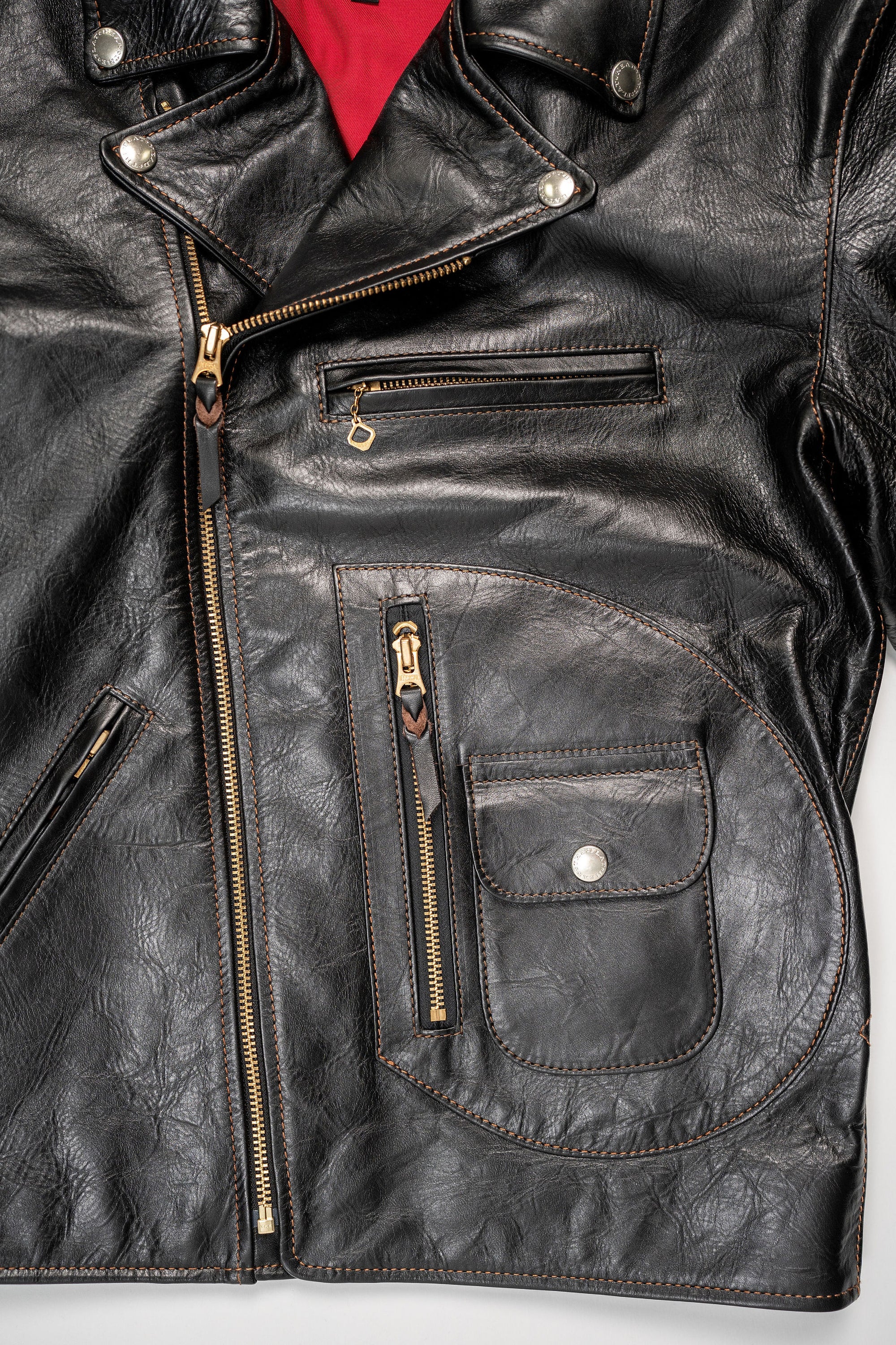 The Flat Head FN-LJ-HW004 Horsehide Double Riders Jacket - Black