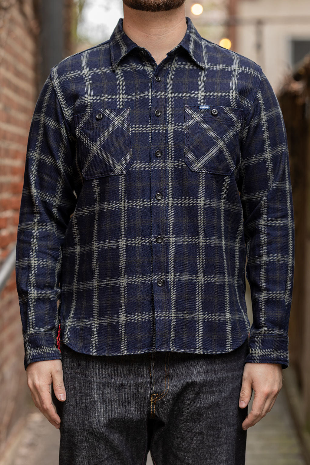 シャツ HUECLOSET Indigo Washed Check Shirt Iron Heart IHSH-412-BLK 9oz Selvedge Indigo Check Flannel