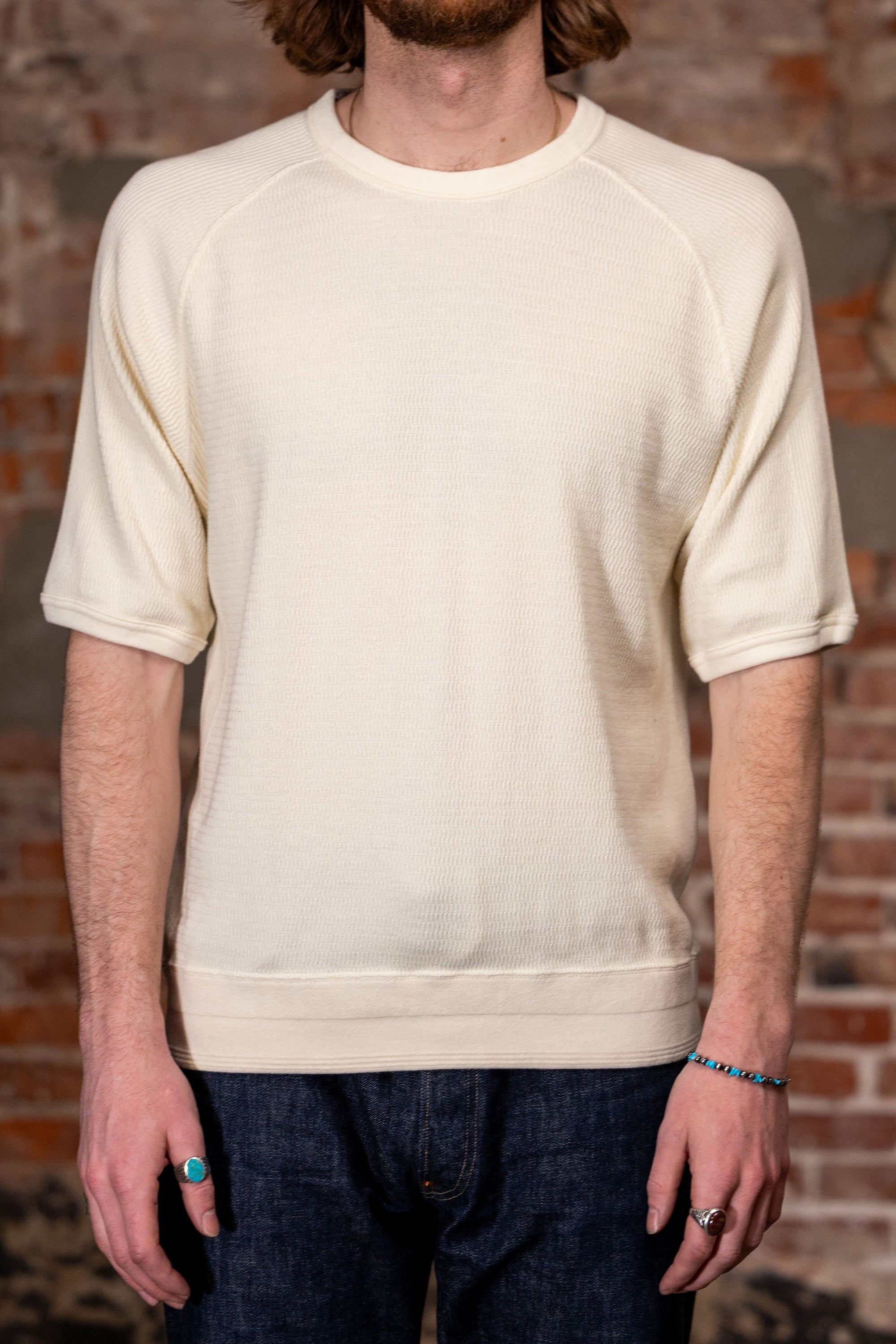 The Flat Head FN-THW-002 Thermal Raglan T-Shirt - Ivory