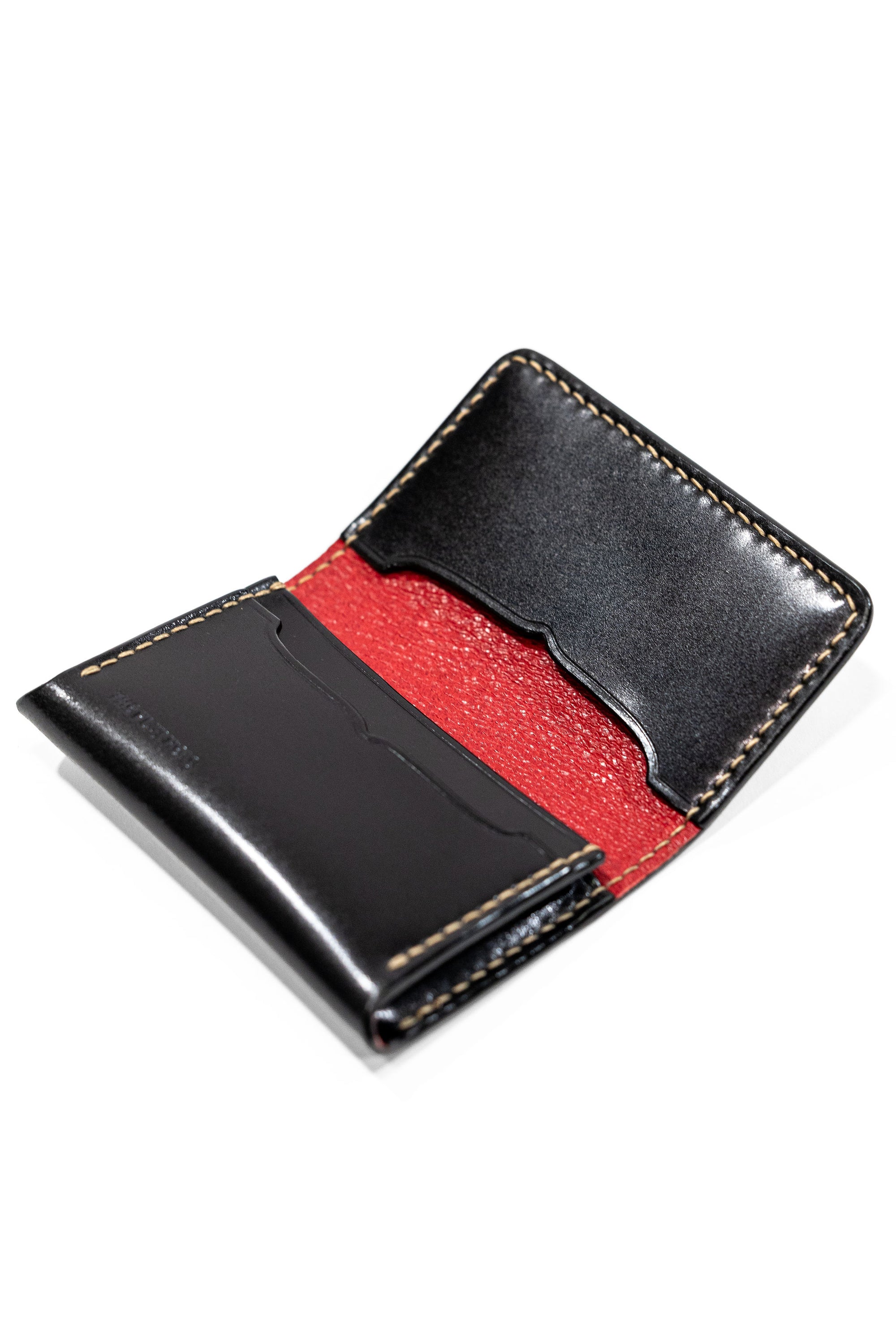 The Flat Head FN-C4C4-3 Cordovan Card Case - Black Shinki Shell Cordovan