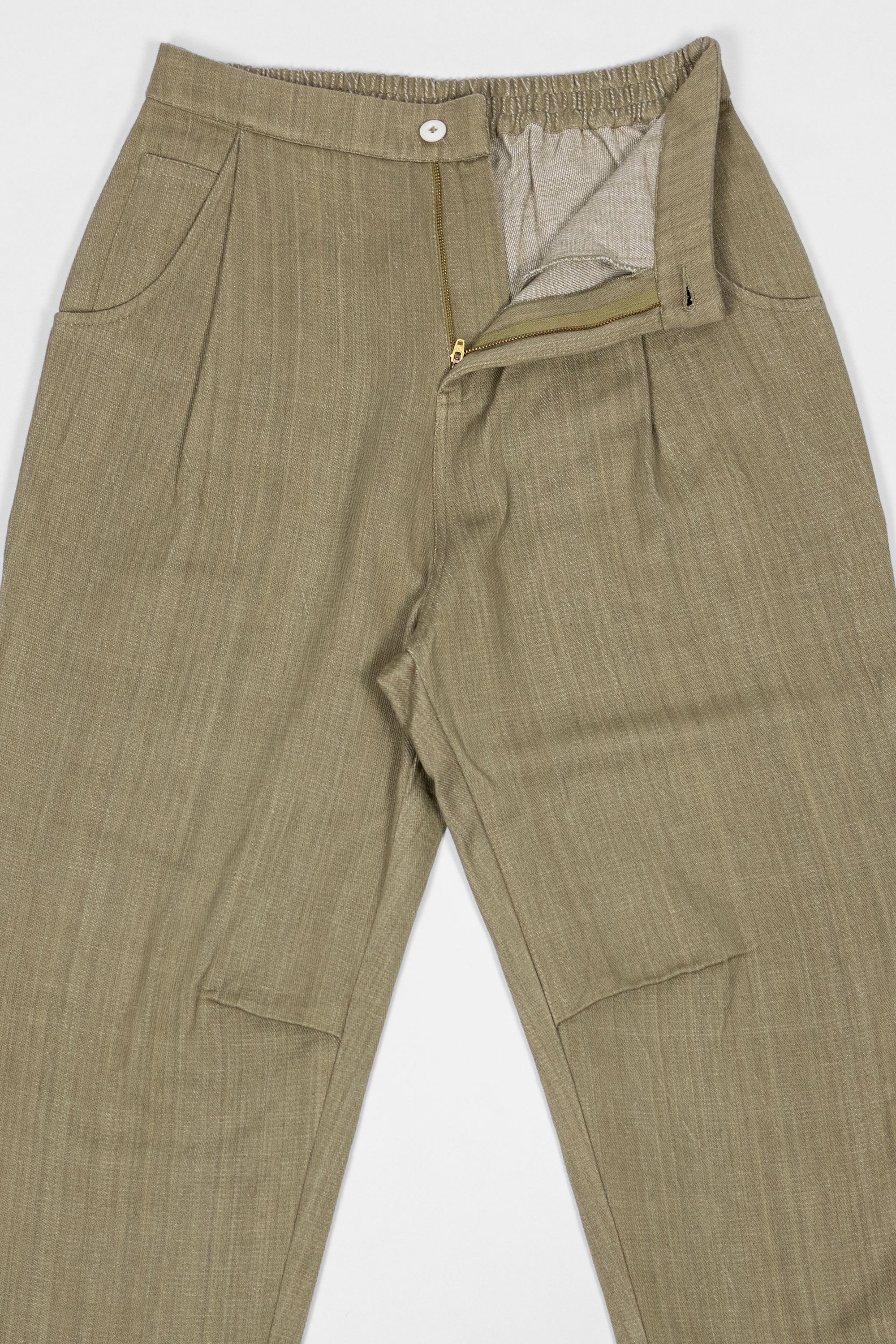 Indi + Ash Nico Pant - Olive Drab Handwoven Denim